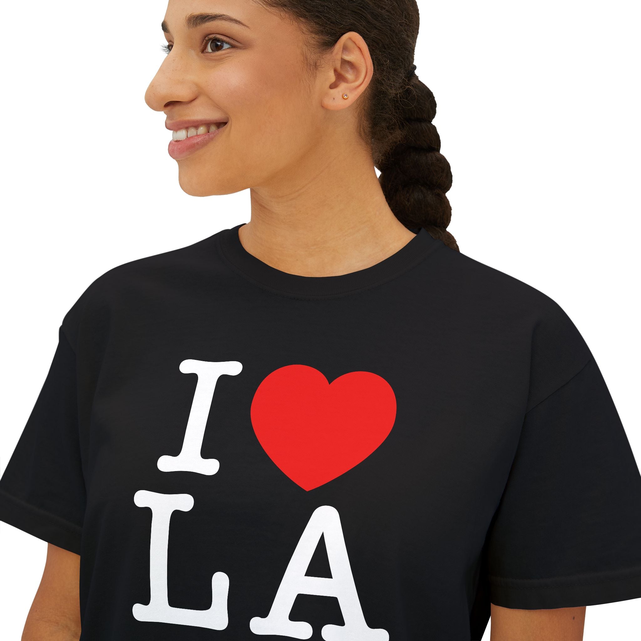 I  LA Women's Boxy Tee — Los Angeles Retro Love Graphic T-Shirt