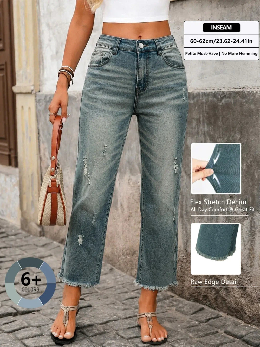 Loose-Fit Cropped Denim Jeans