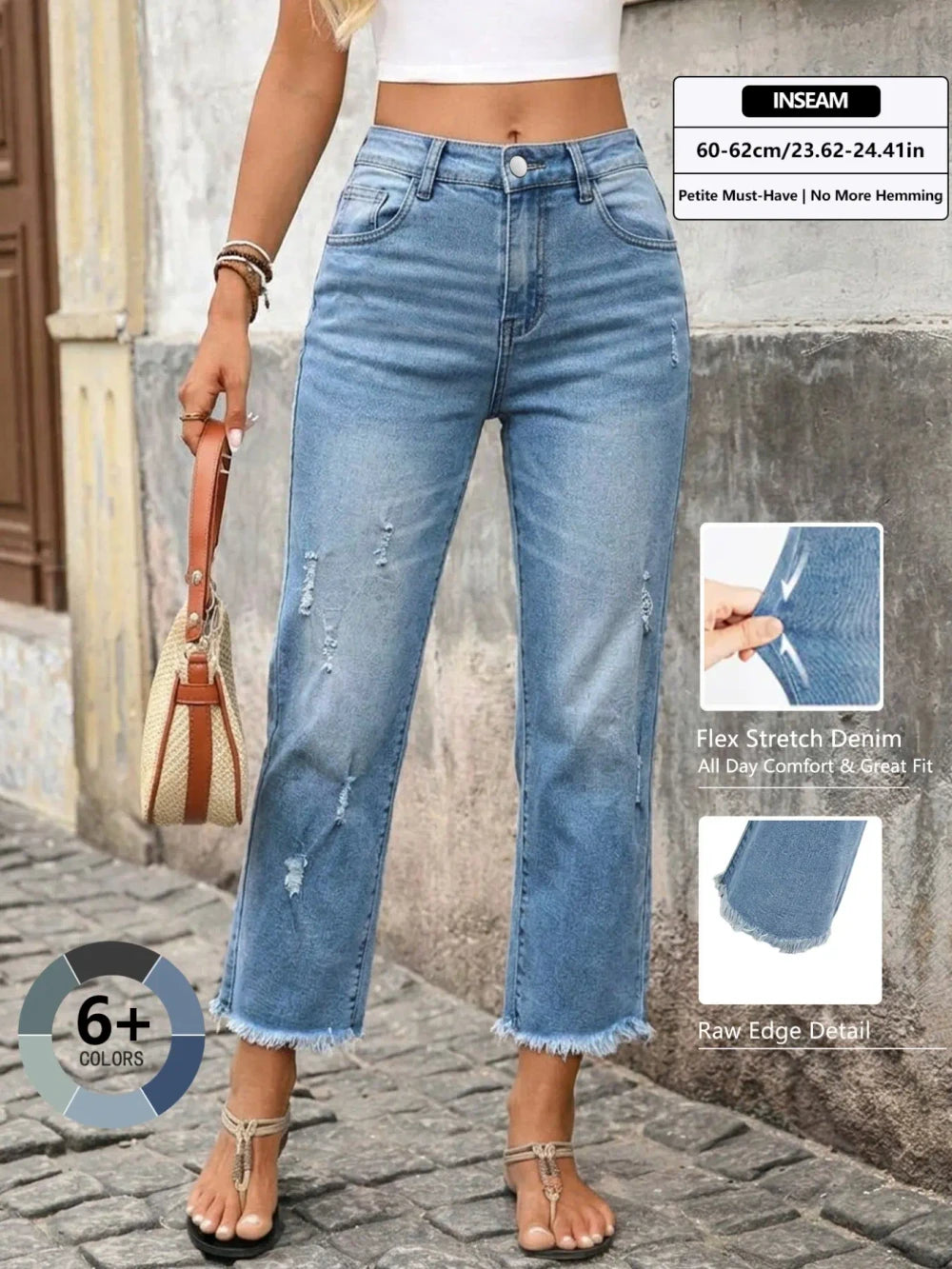 Loose-Fit Cropped Denim Jeans