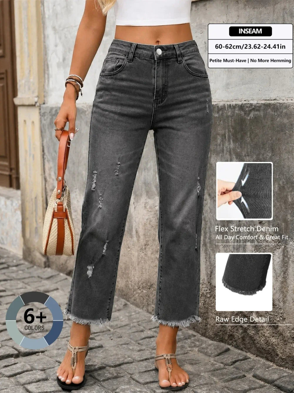 Loose-Fit Cropped Denim Jeans