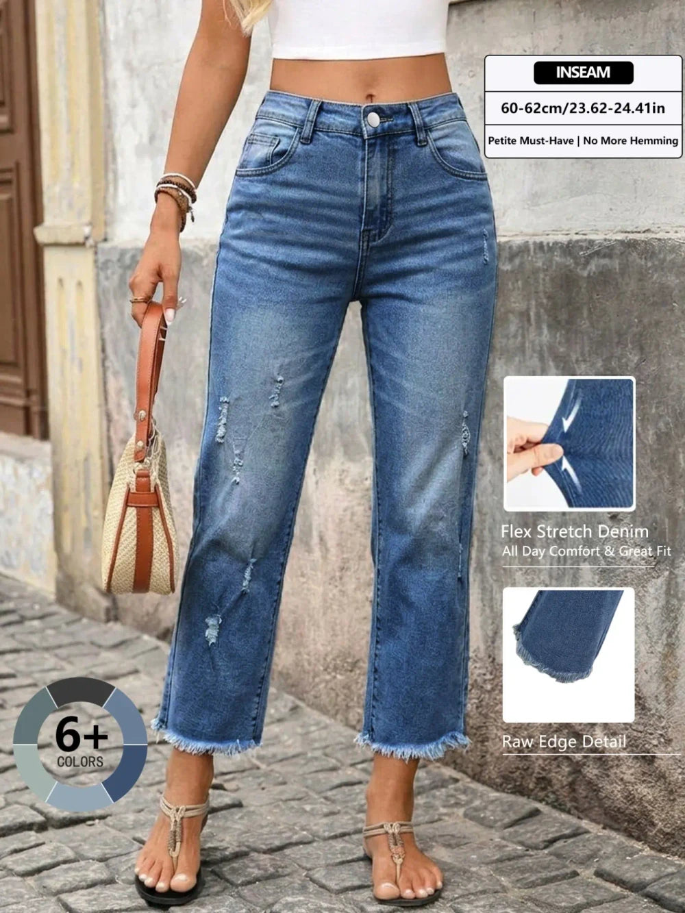 Loose-Fit Cropped Denim Jeans