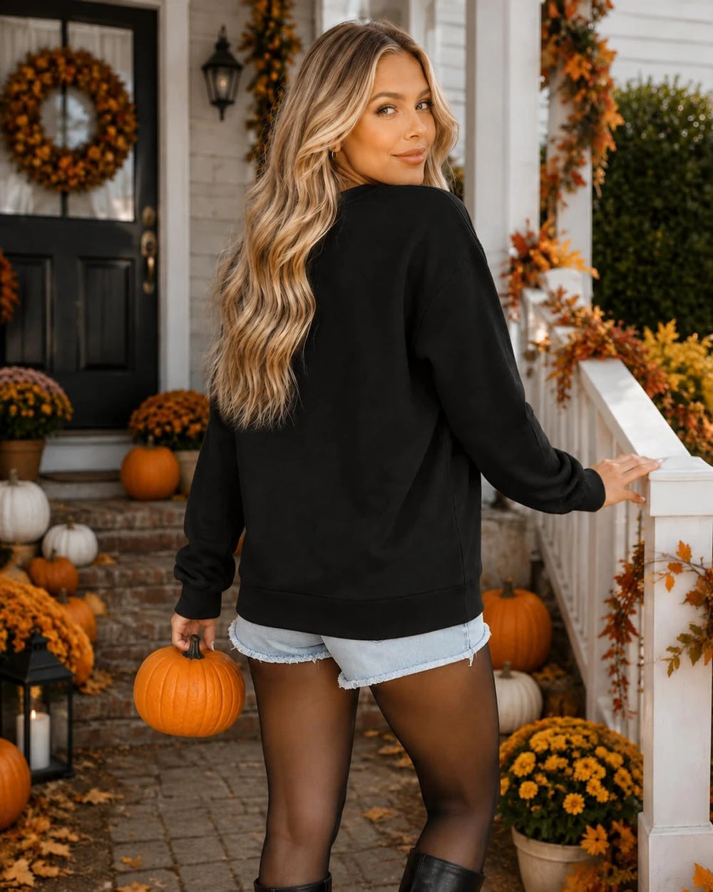 Embroidered Boo Halloween Sweatshirt
