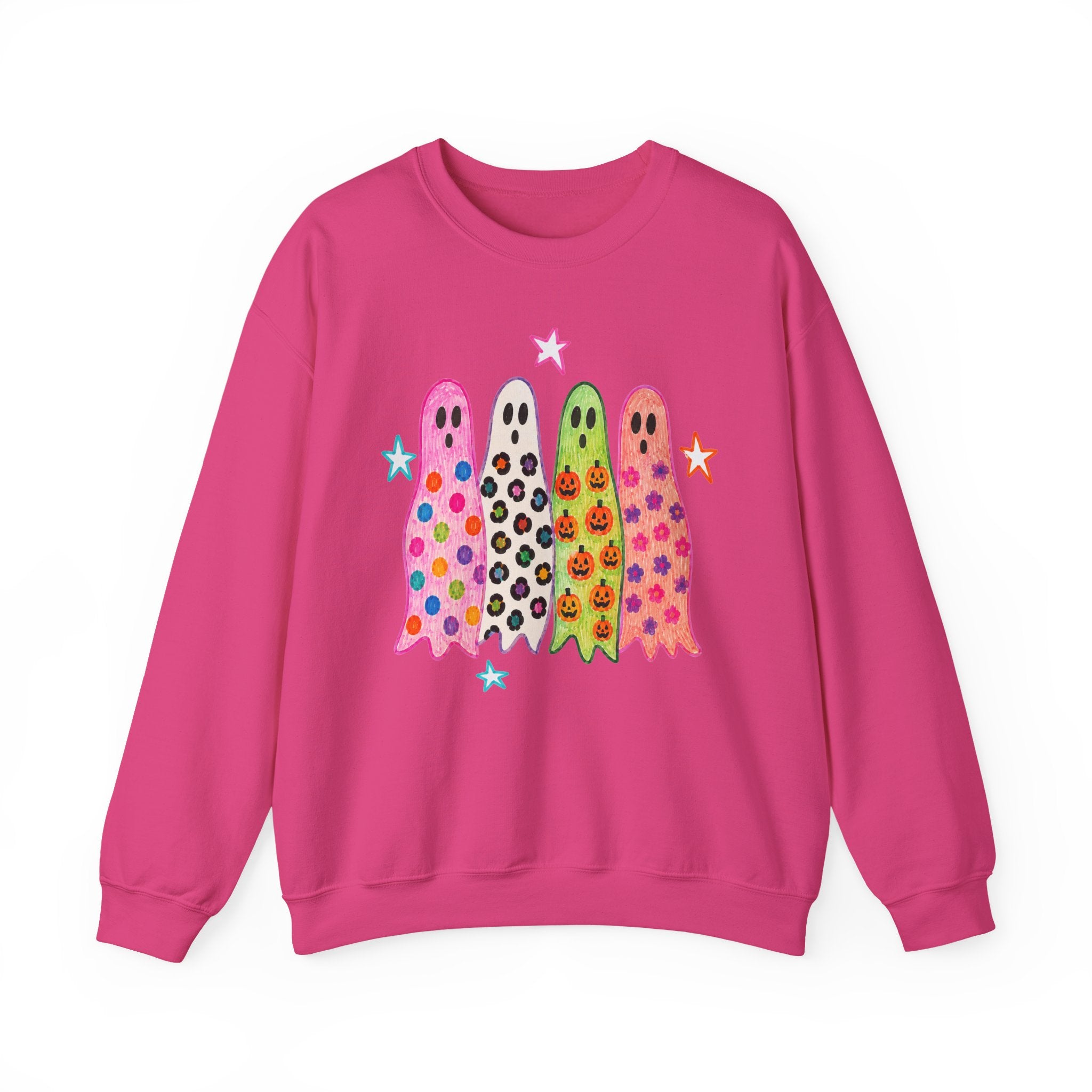 Cute Colorful Ghosts Crewneck Sweatshirt — Psychedelic Halloween Pullover