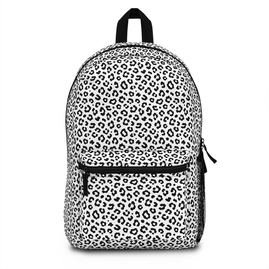 Leopard Print Backpack — Black & White Animal Pattern School Bag