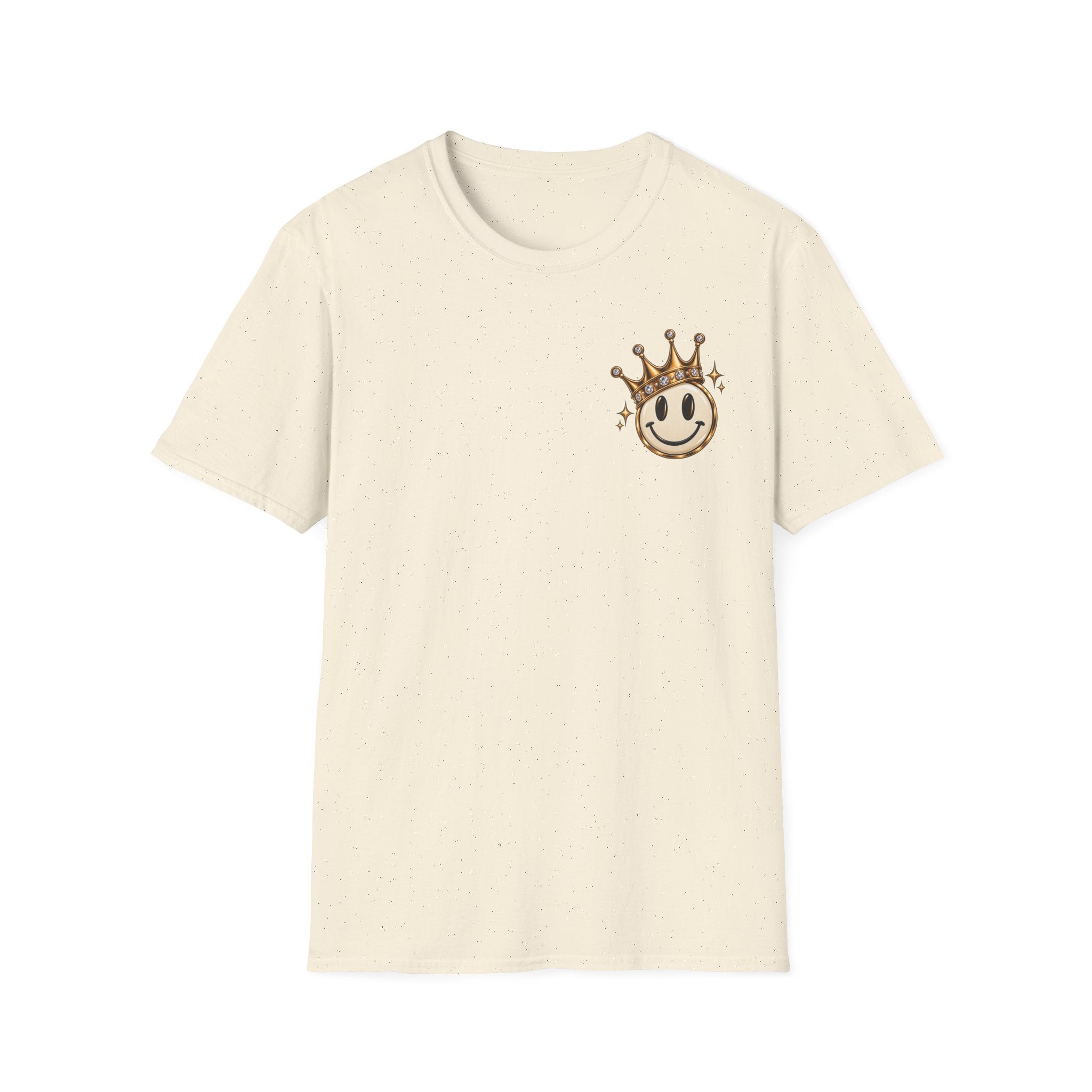 Crowned Smile Emoji T-Shirt — Cute Gold Crown Graphic Tee