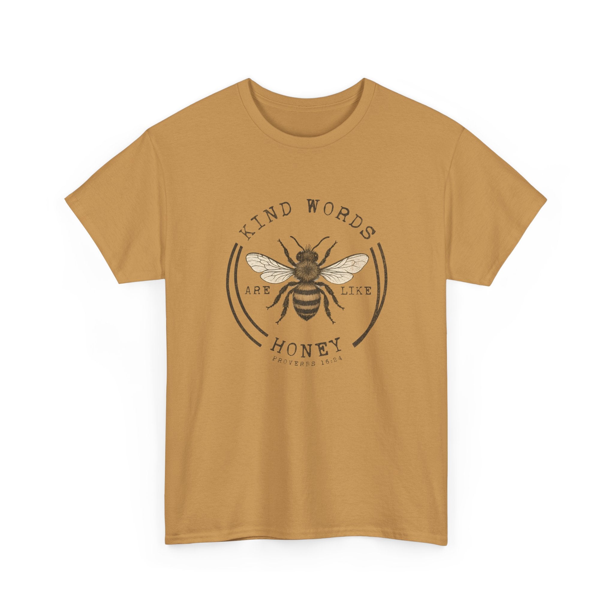 Bee Graphic Tee — "Kind Words Are Like Honey" Vintage Botanical Shirt