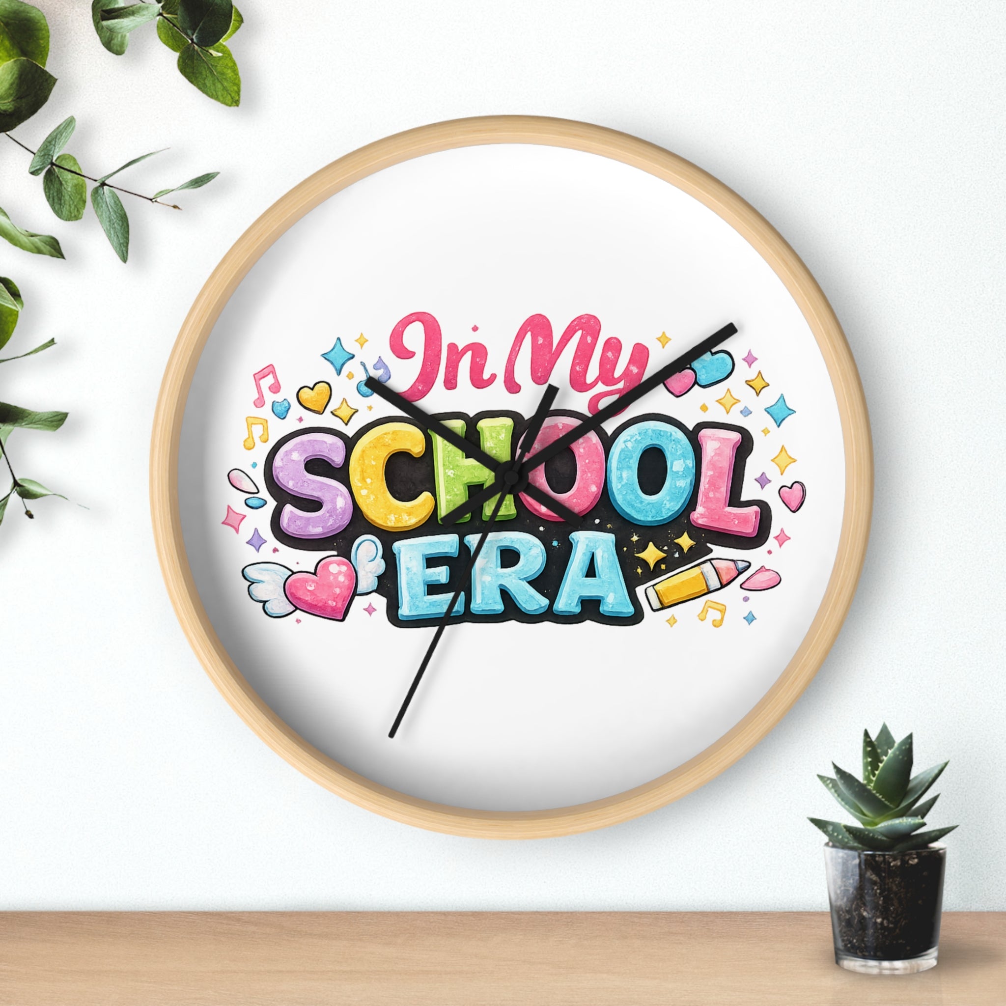 School Era Wall Clock — Cute Colorful "In My School Era" Classroom Decor