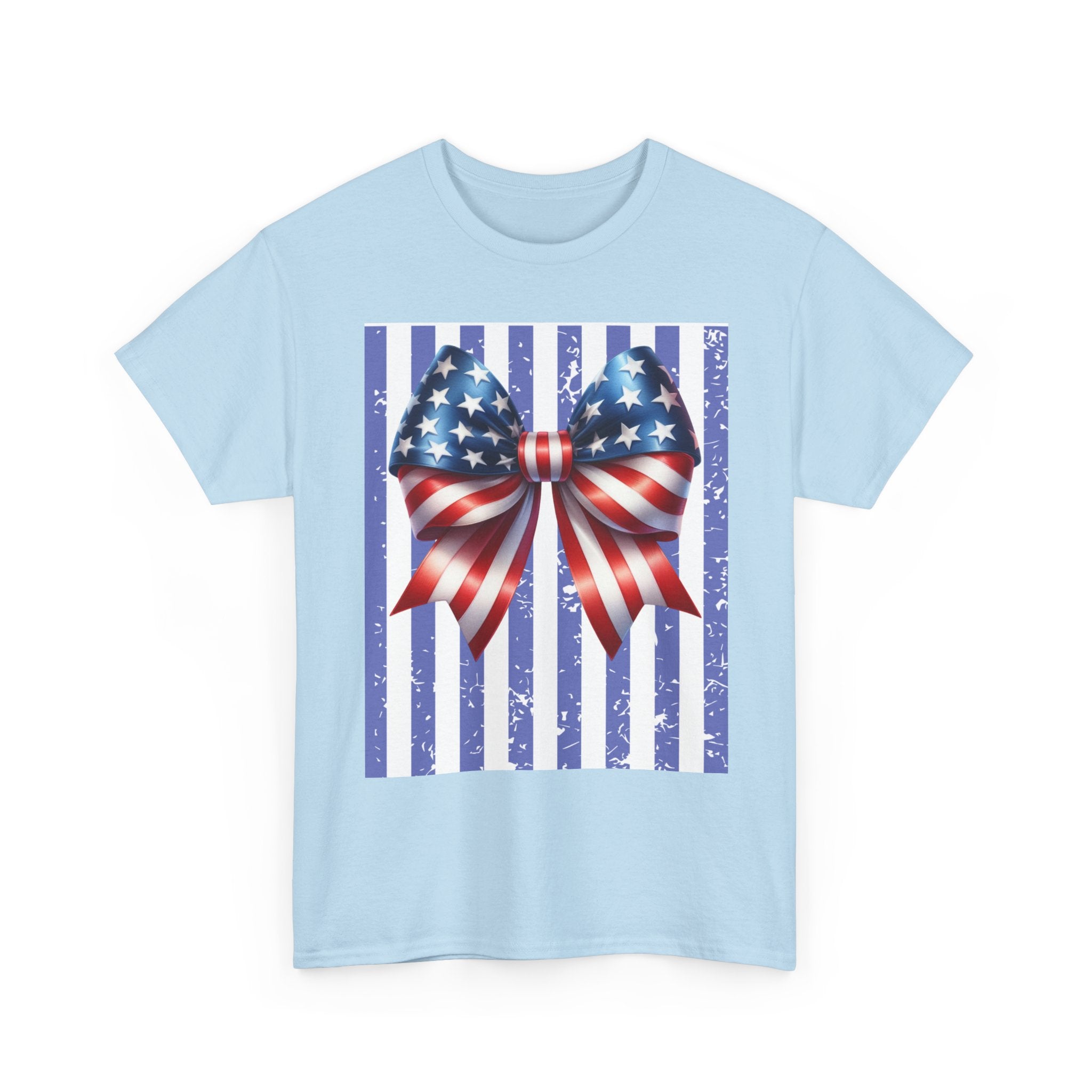 Patriotic American Flag Bow T-Shirt — 4th of July Independence Day Tee