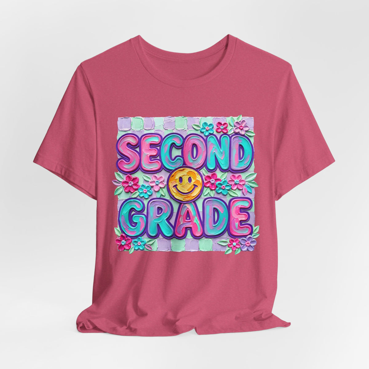 Second Grade Smiley Tee — Colorful Back-to-School Shirt for Kids