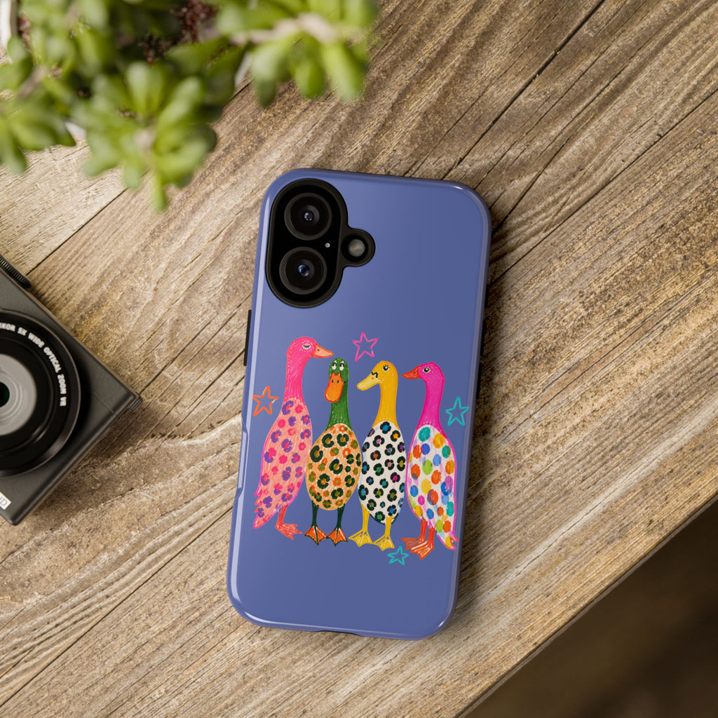 Colorful Duck Pattern Phone Case – Whimsical Rainbow Ducks Design