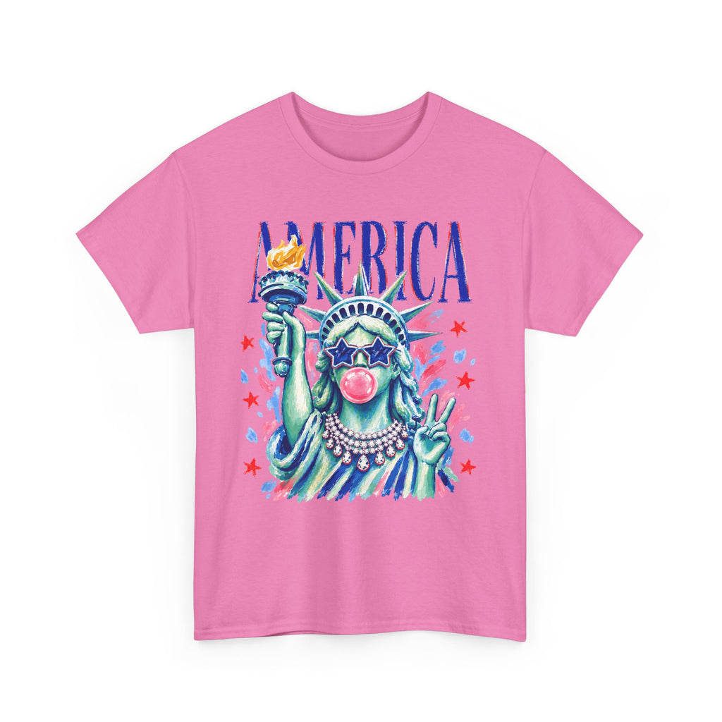 Statue of Liberty Bubblegum Tee — "America" Patriotic Graphic T-Shirt