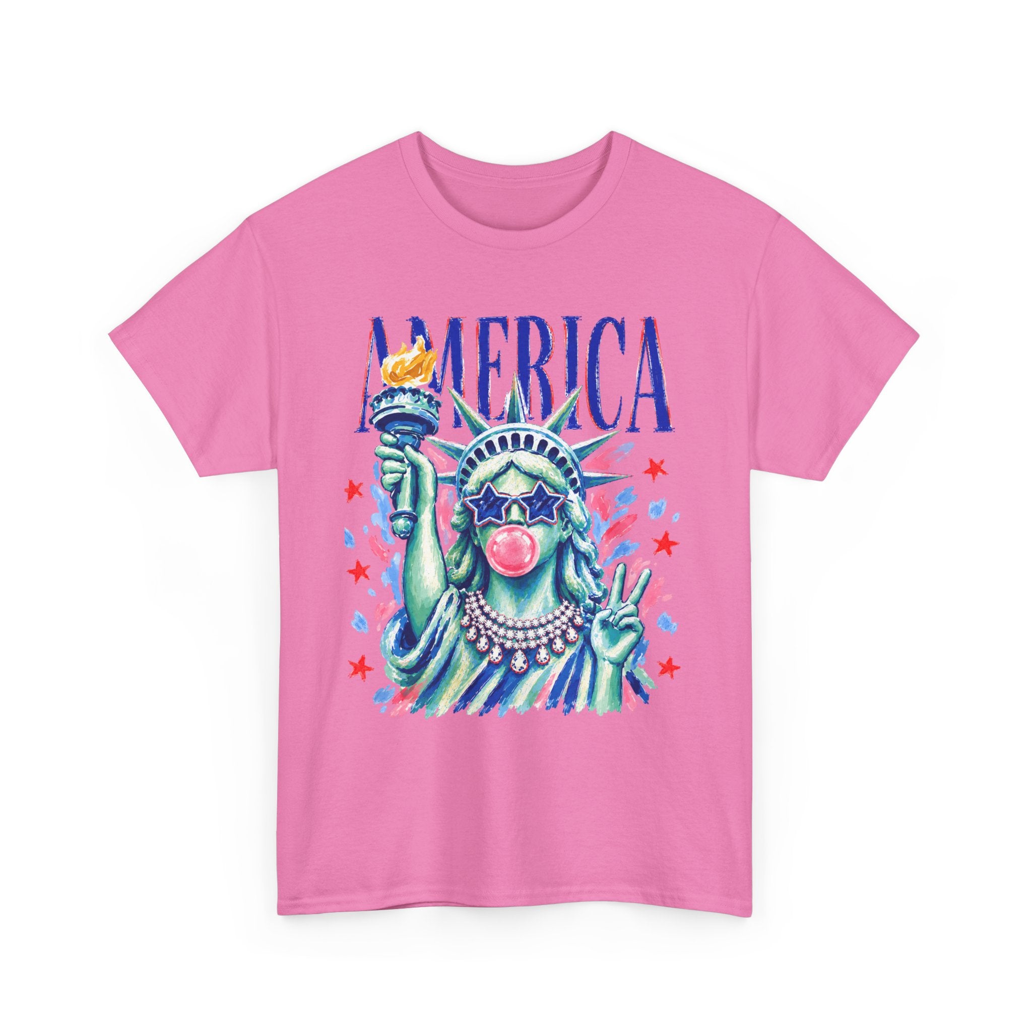 Statue of Liberty Bubblegum Tee — "America" Patriotic Graphic T-Shirt