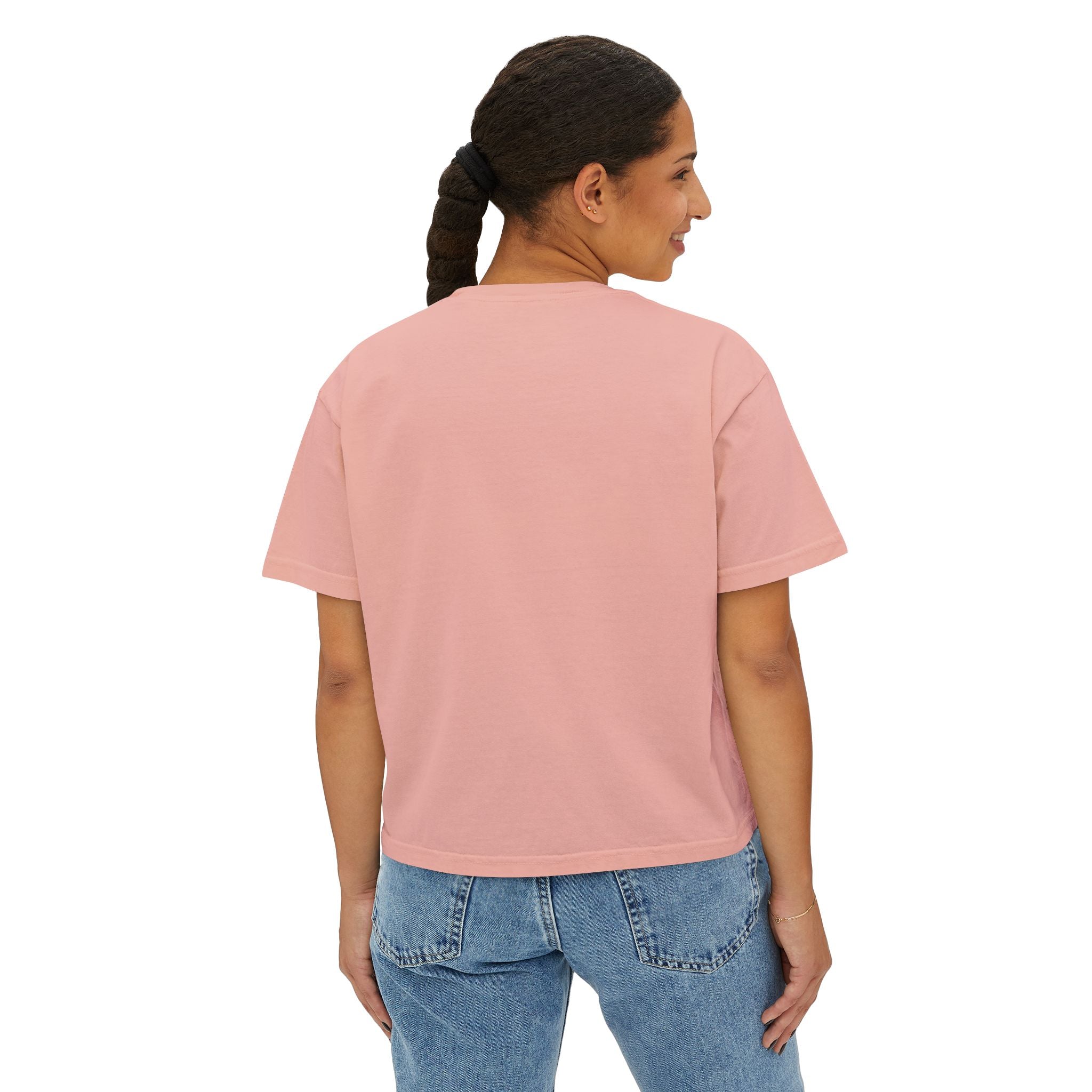Easy Tiger Boxy Tee — Retro Striped Floral Tiger Graphic Women’s Shirt