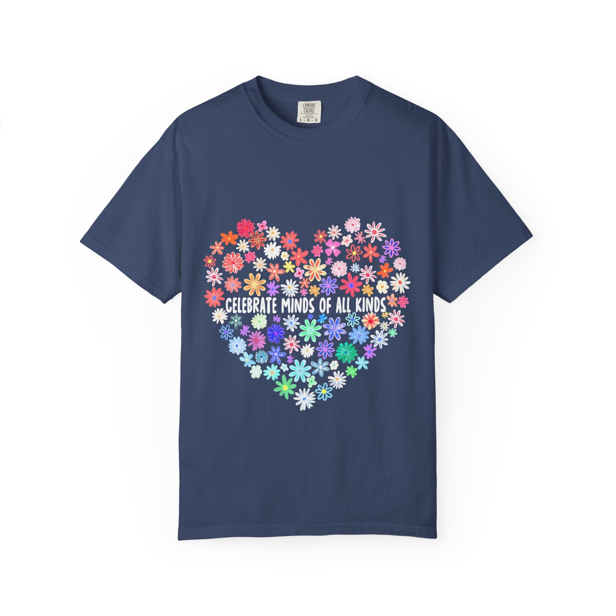 T-Shirt — "Celebrate Minds of All Kinds" Floral Heart Autism Awareness Tee