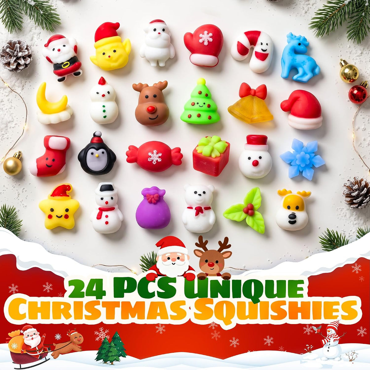 Christmas Squishy Advent Calendar 2026, Mochi Fidget Toys for Kids