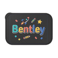 Kids' Personalized Bento Box with Utensils — Colorful Rocket & Pencil Name Design