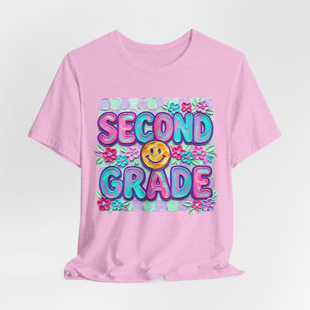 Second Grade Smiley Tee — Colorful Back-to-School Shirt for Kids
