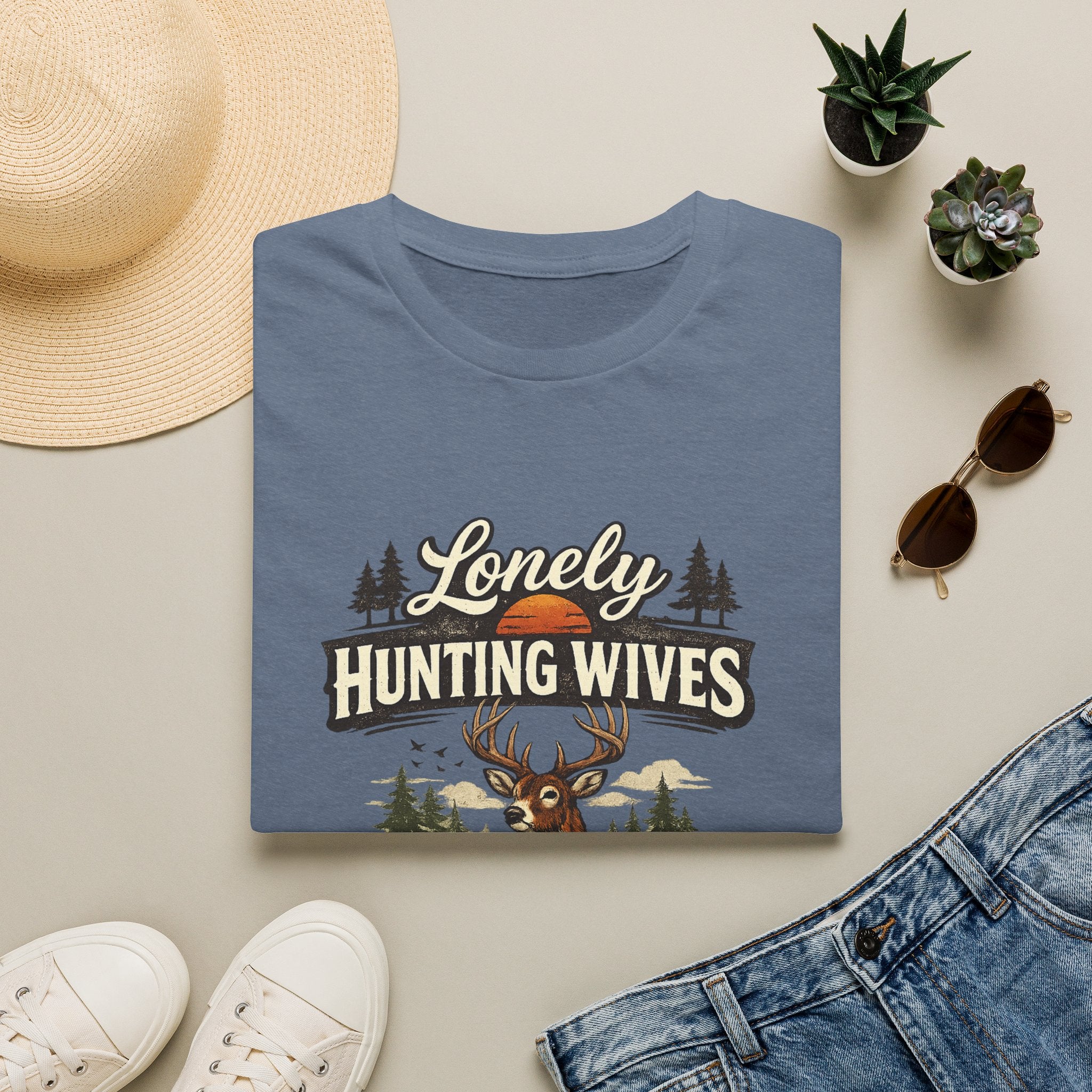 Lonely Hunting Wives T-Shirt — Funny Hunting Wife Graphic Tee