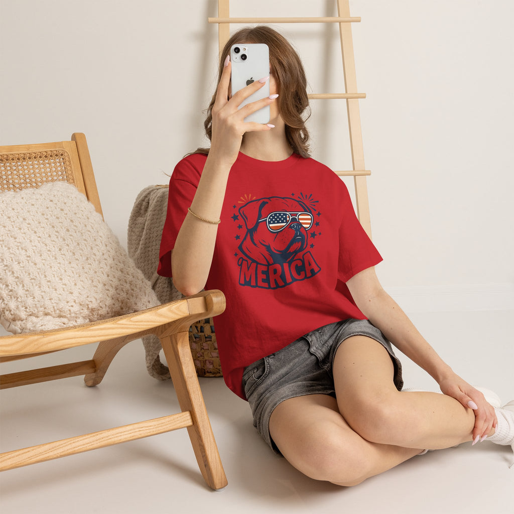 Patriotic Bulldog Tee — 'Merica USA Flag Sunglasses 4th of July T-Shirt