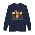 Coffee Weather Long Sleeve Tee — Fall Pumpkin Spice Coffee Design