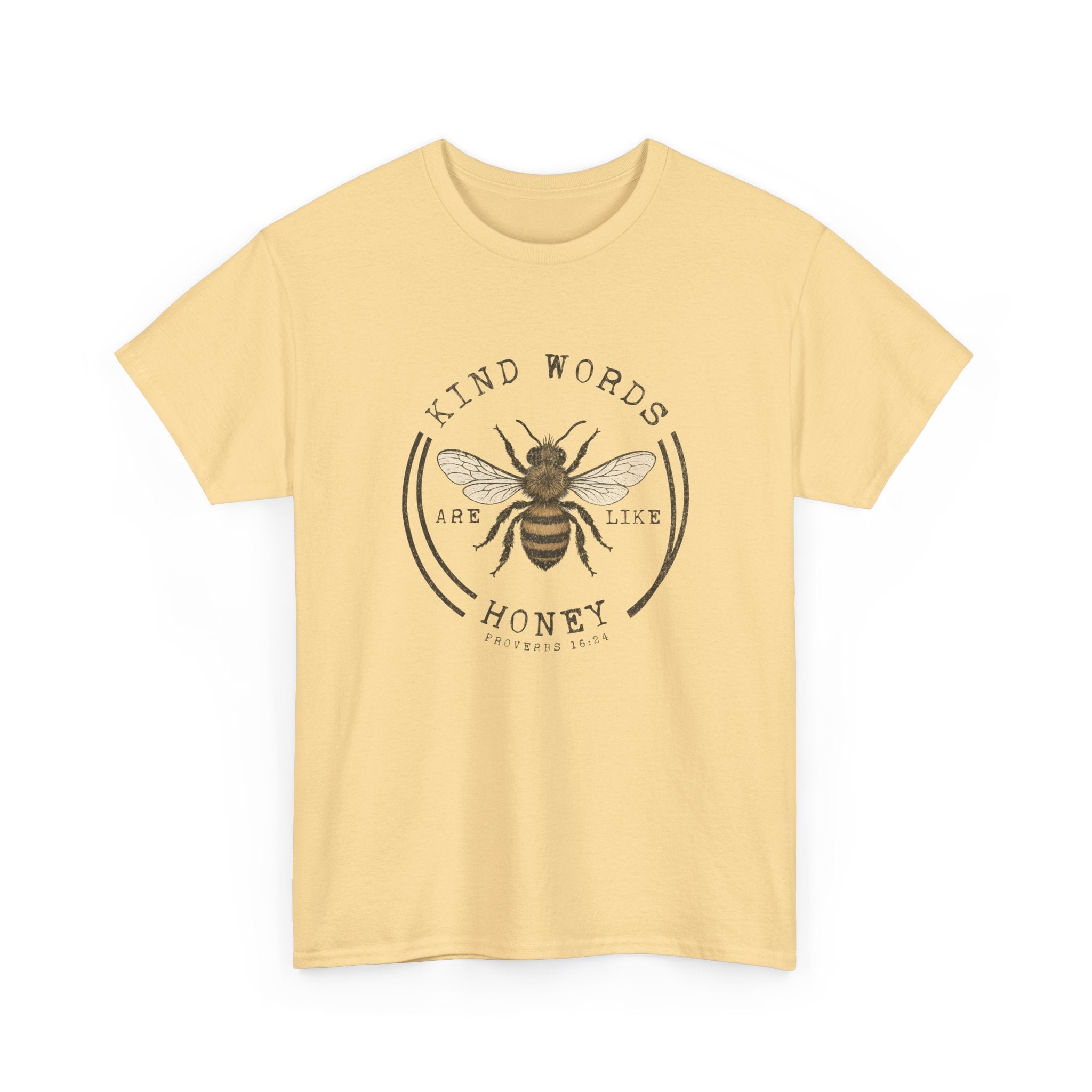Bee Graphic Tee — "Kind Words Are Like Honey" Vintage Botanical Shirt