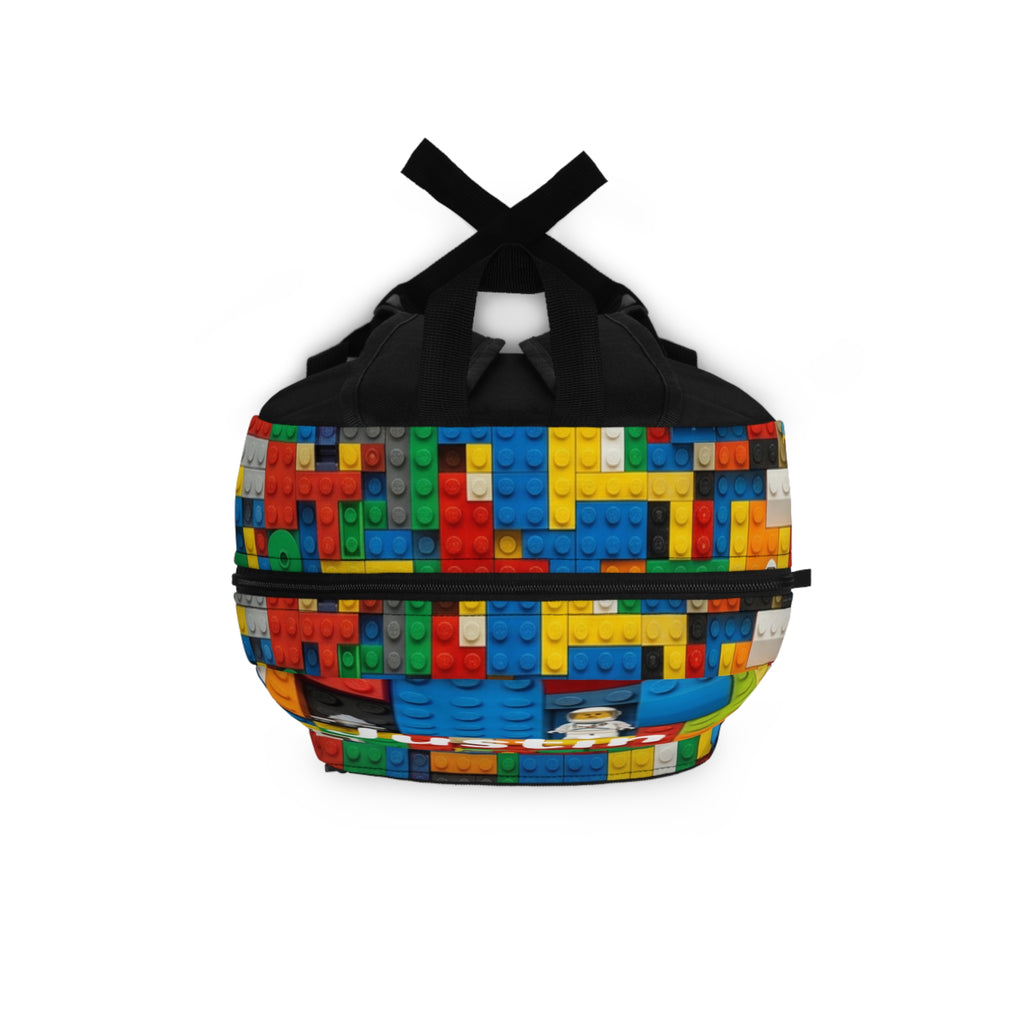 Personalized Kids Brick-Pattern Backpack – Custom Name School Bag (e.g., "Justin")