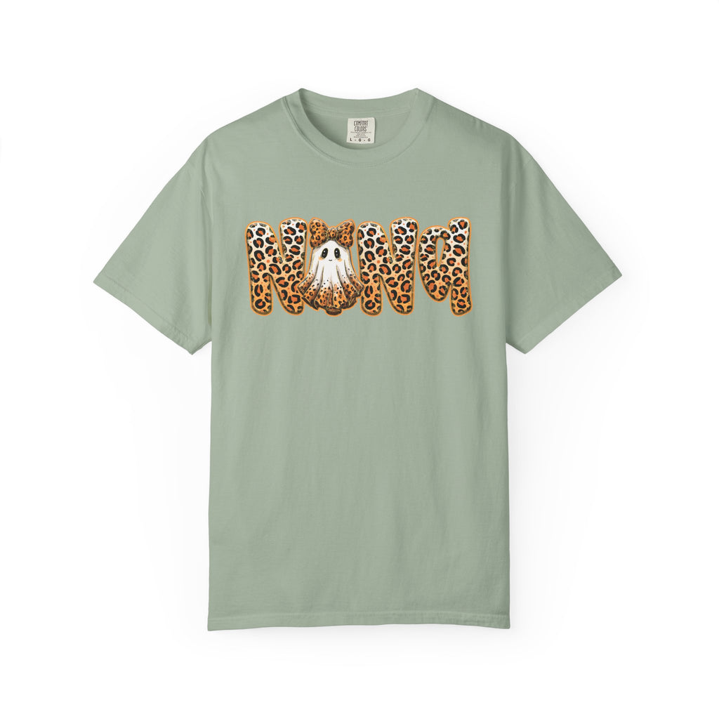 Leopard T-Shirt — 'Nana' Script with Paw & Leopard Print