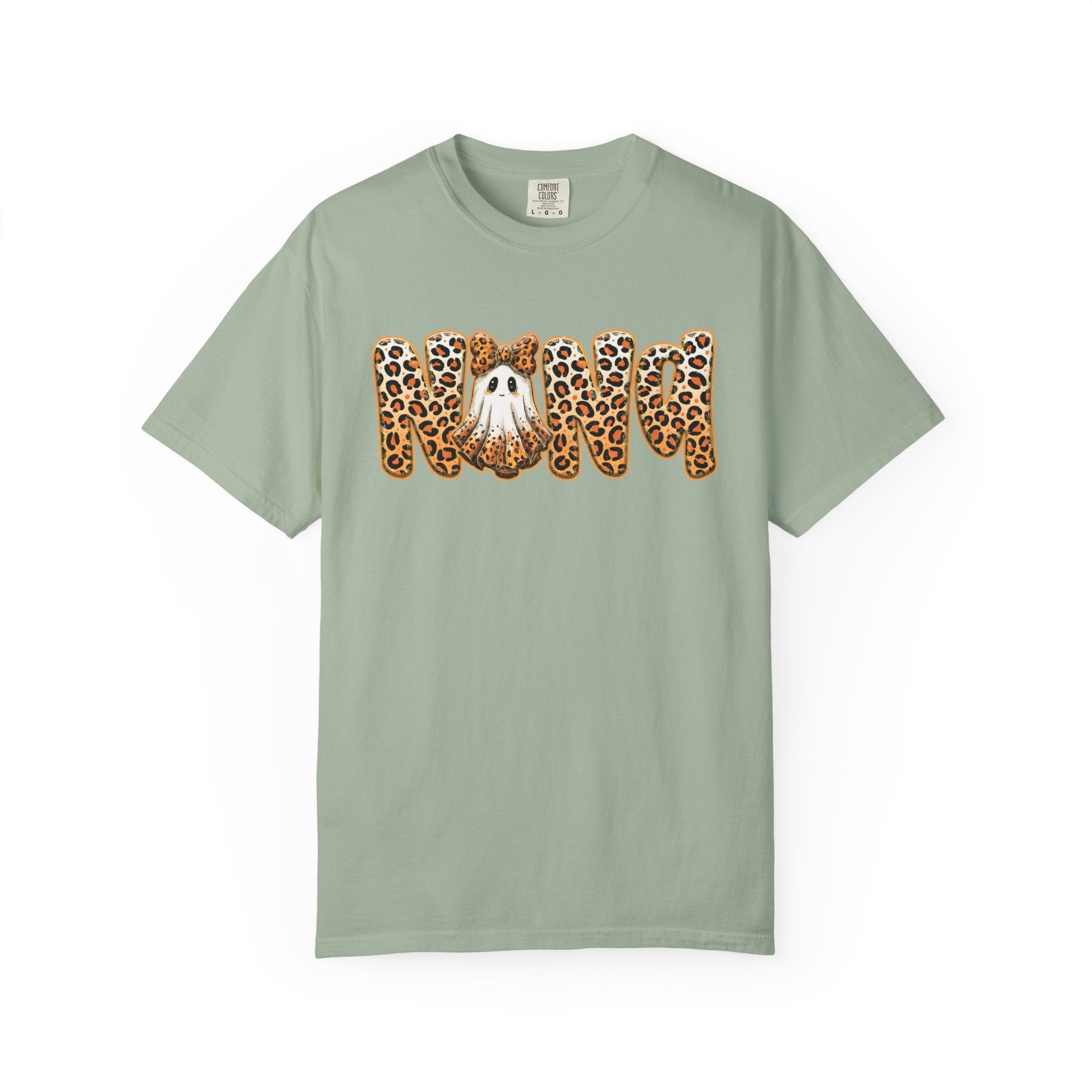 Leopard T-Shirt — 'Nana' Script with Paw & Leopard Print