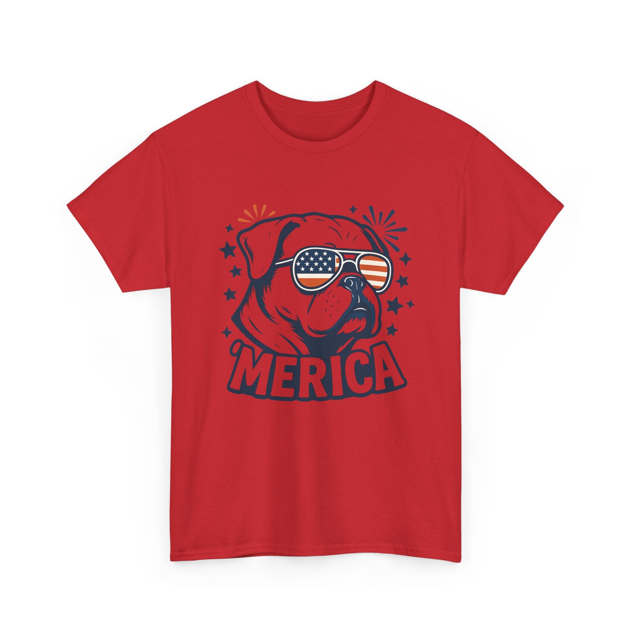 Patriotic Bulldog Tee — 'Merica USA Flag Sunglasses 4th of July T-Shirt