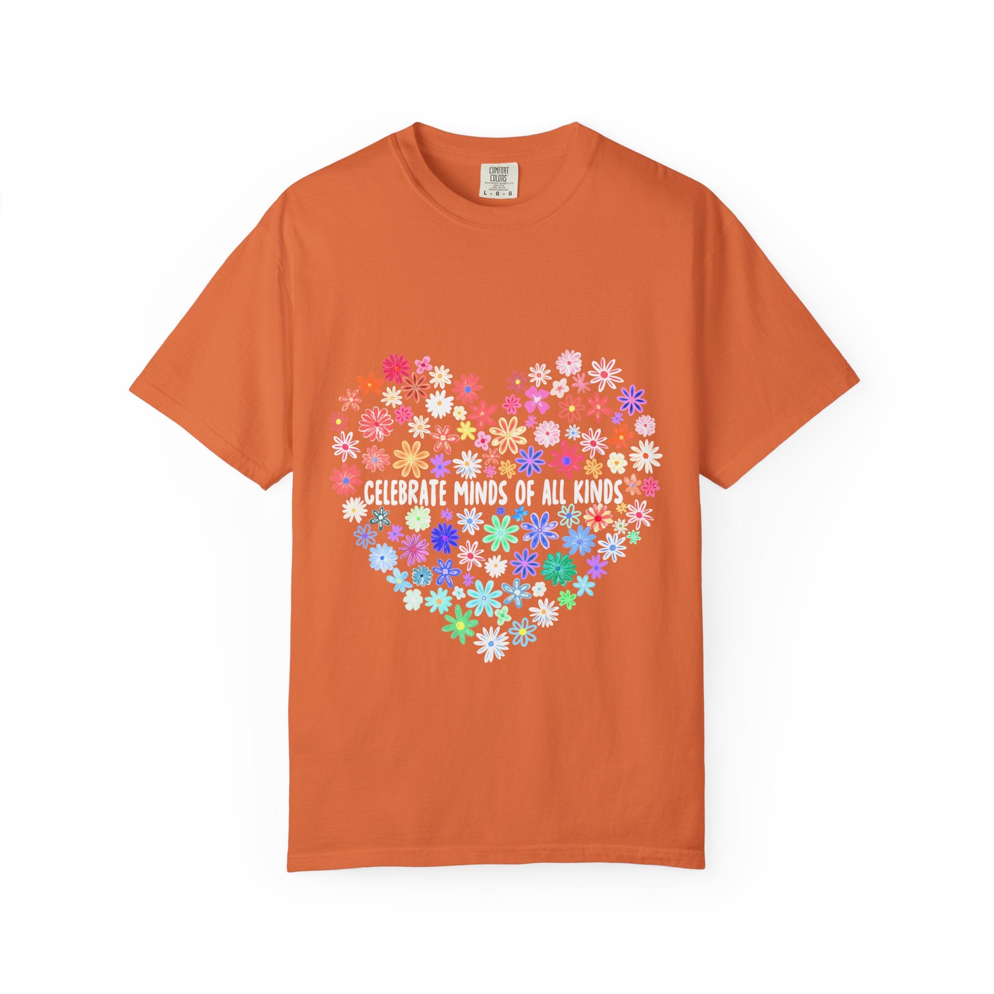 T-Shirt — "Celebrate Minds of All Kinds" Floral Heart Autism Awareness Tee