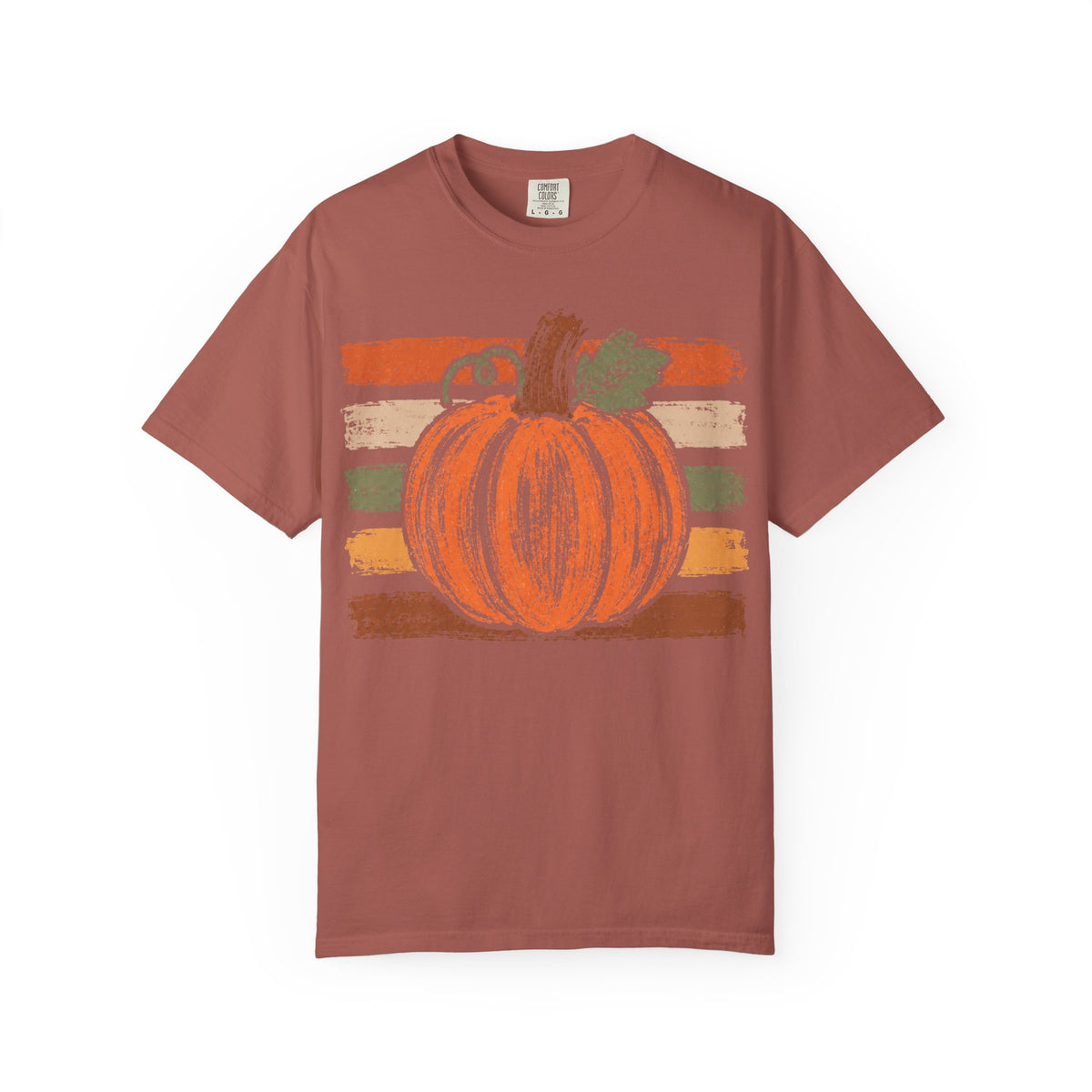 Pumpkin Retro Stripe T-Shirt — Vintage Fall Pumpkin Tee