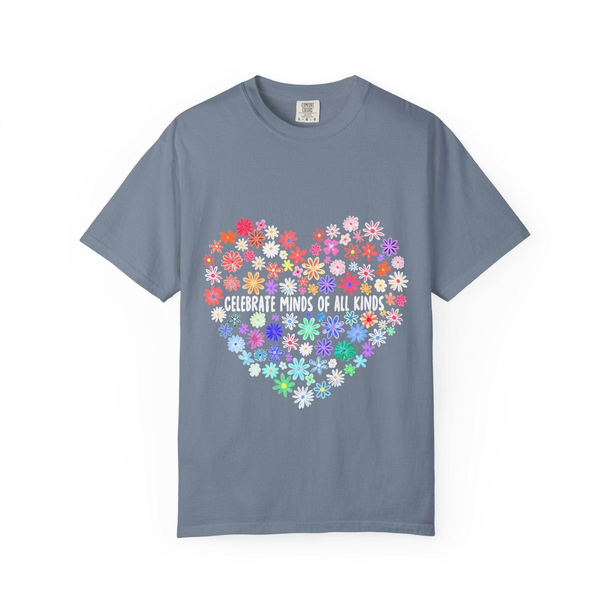 T-Shirt — "Celebrate Minds of All Kinds" Floral Heart Autism Awareness Tee