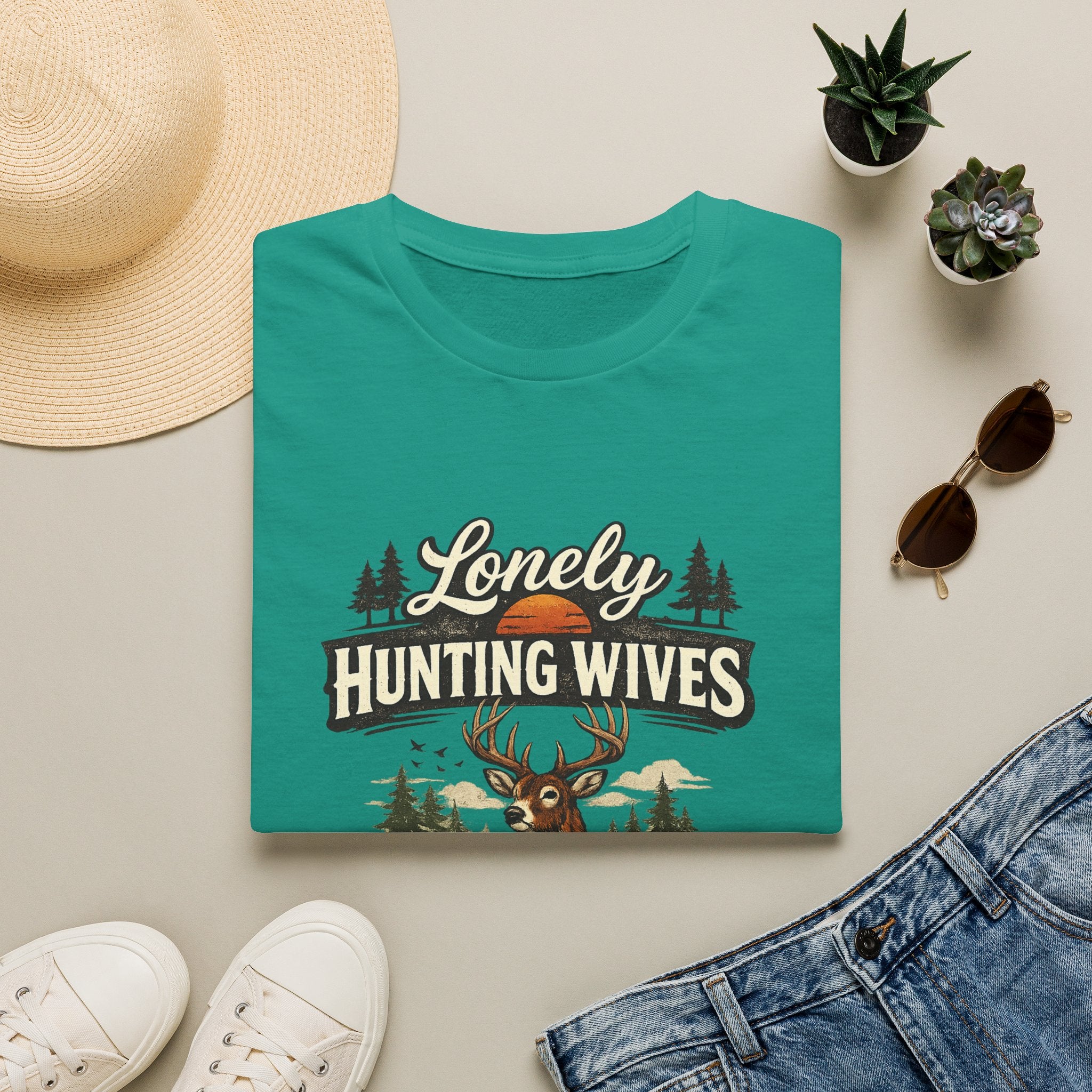 Lonely Hunting Wives T-Shirt — Funny Hunting Wife Graphic Tee