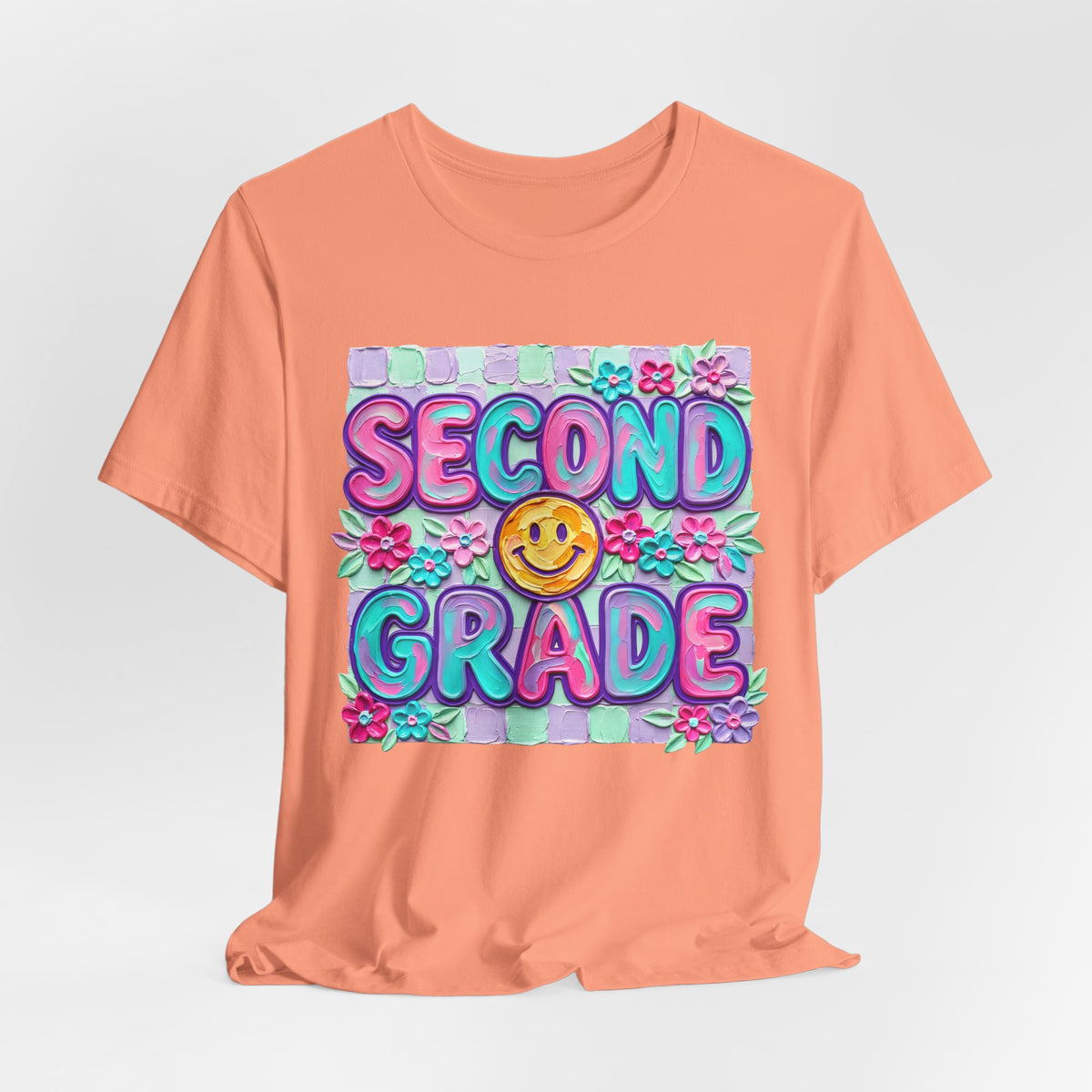 Second Grade Smiley Tee — Colorful Back-to-School Shirt for Kids