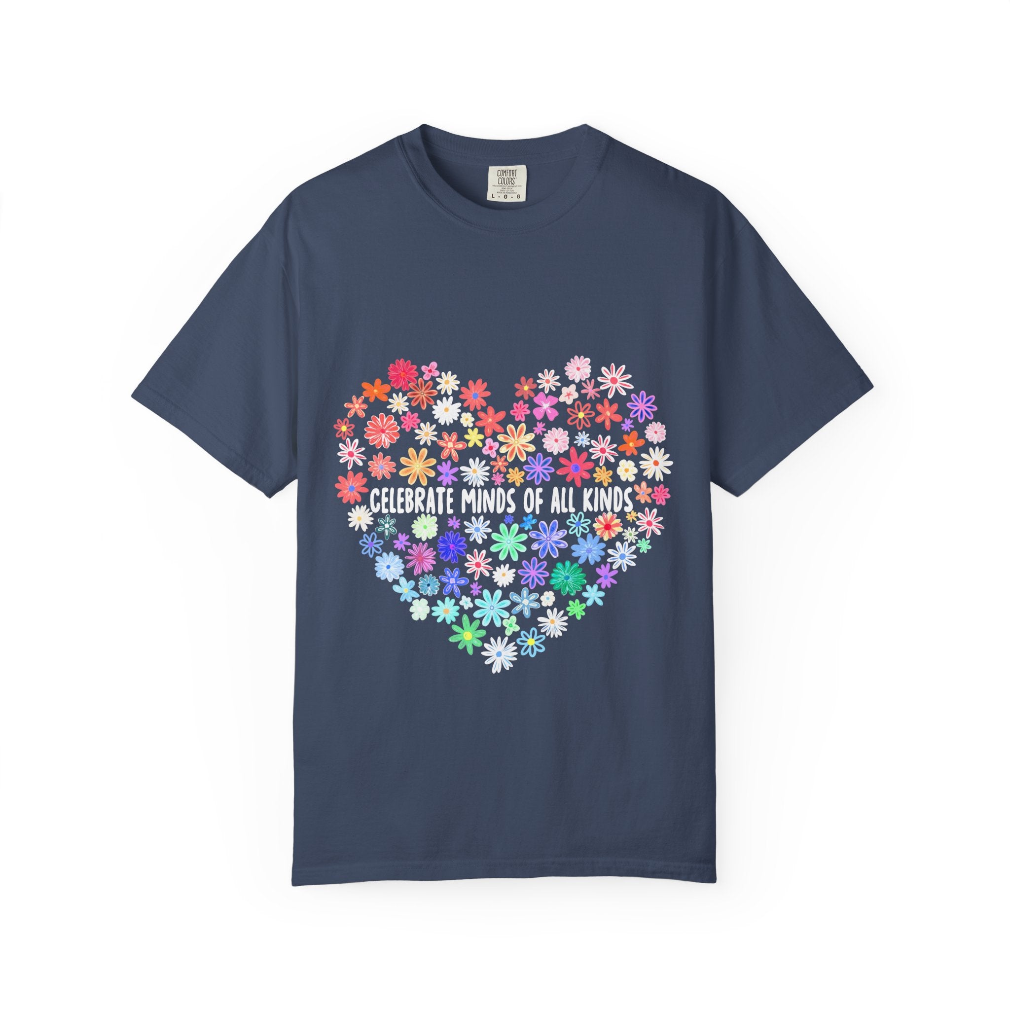 T-Shirt — "Celebrate Minds of All Kinds" Floral Heart Autism Awareness Tee