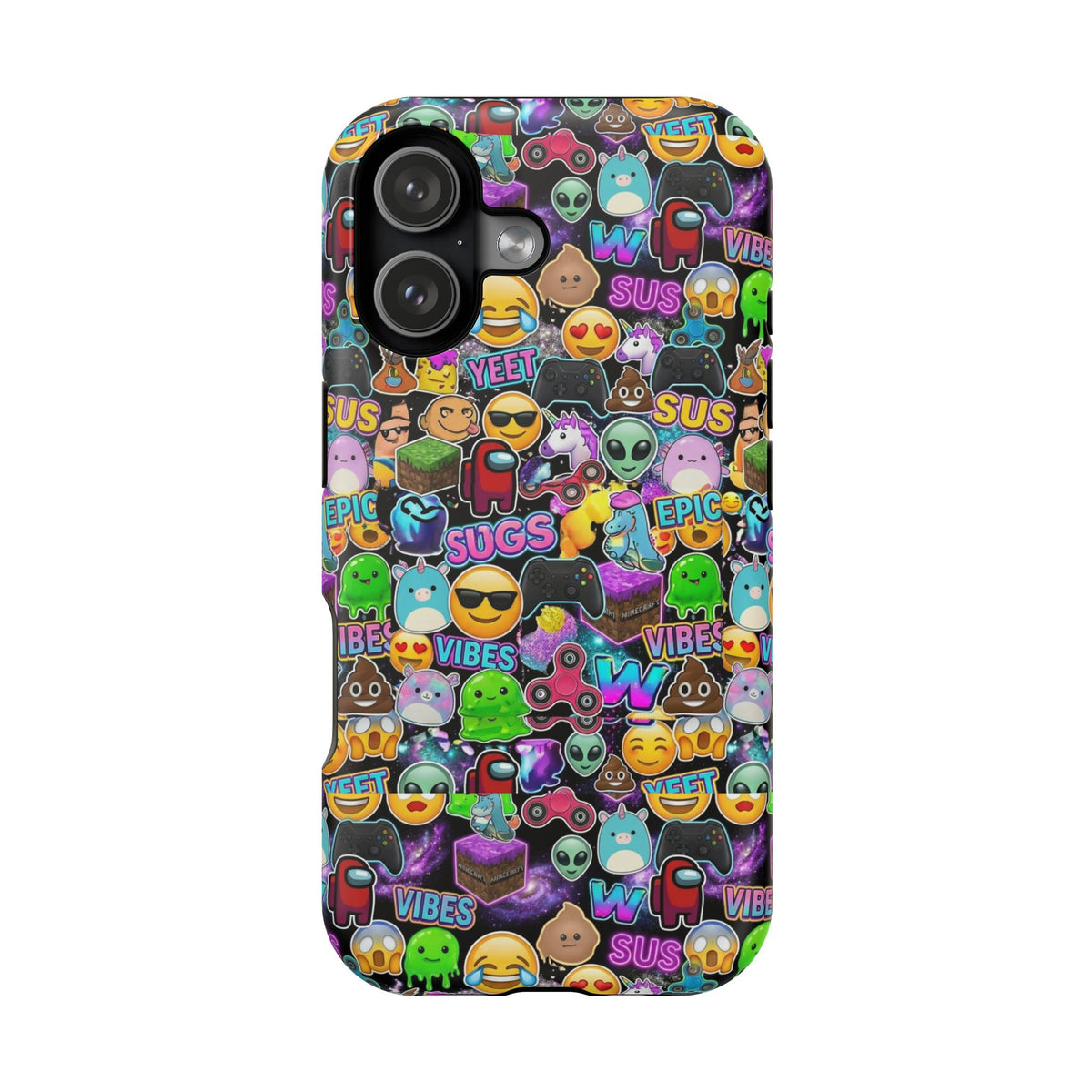 Phone Case — Colorful Emoji & Gamer Sticker Collage Magnetic Impact‑Resistant Case
