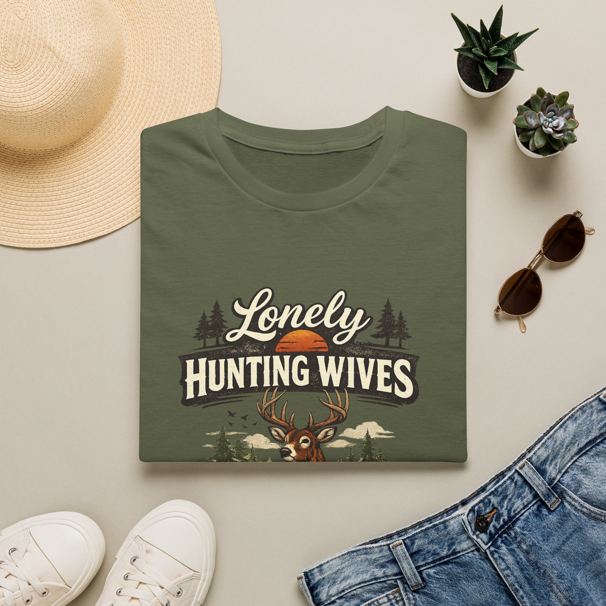 Lonely Hunting Wives T-Shirt — Funny Hunting Wife Graphic Tee