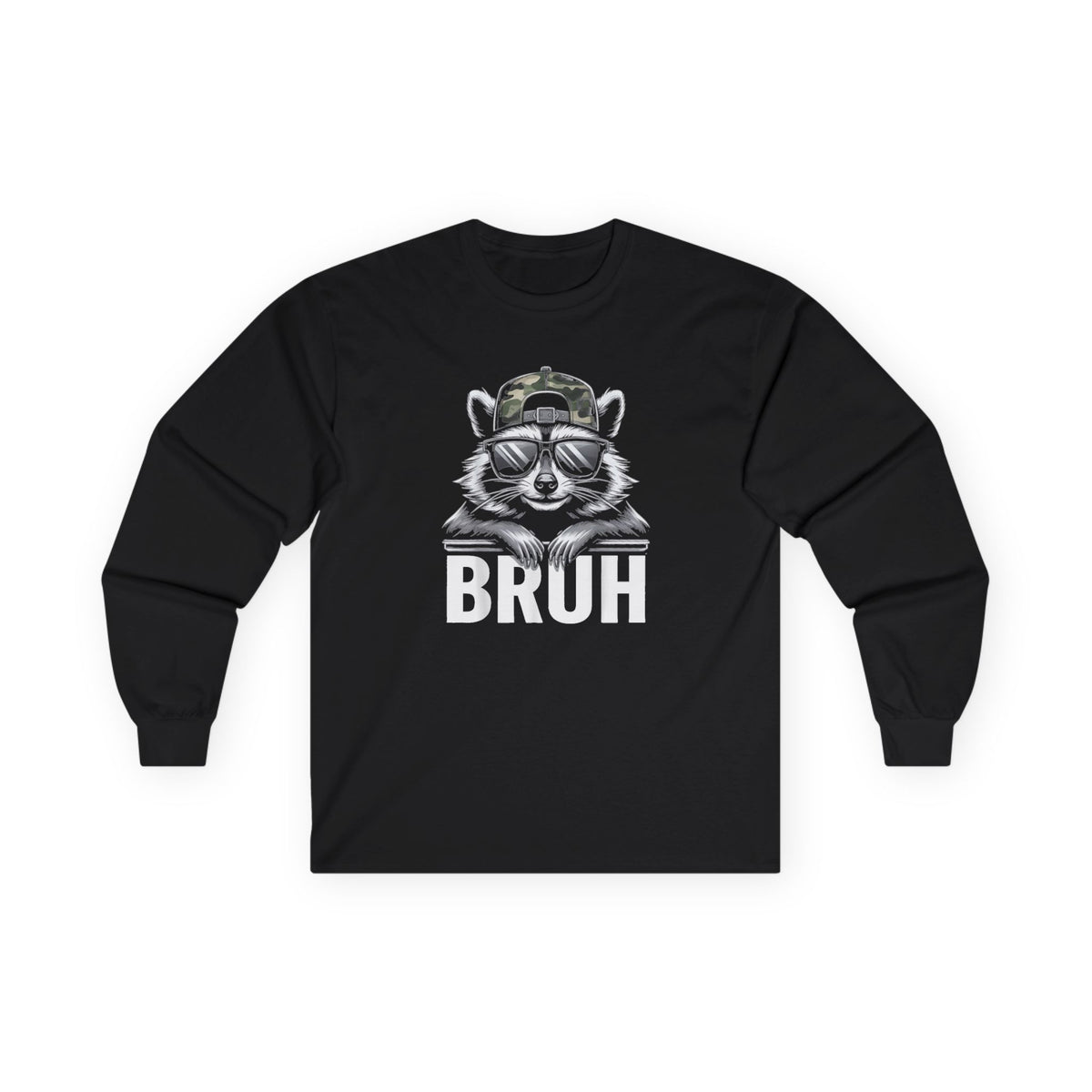 Bruh Raccoon Long Sleeve Tee — Funny Graphic Streetwear Shirt