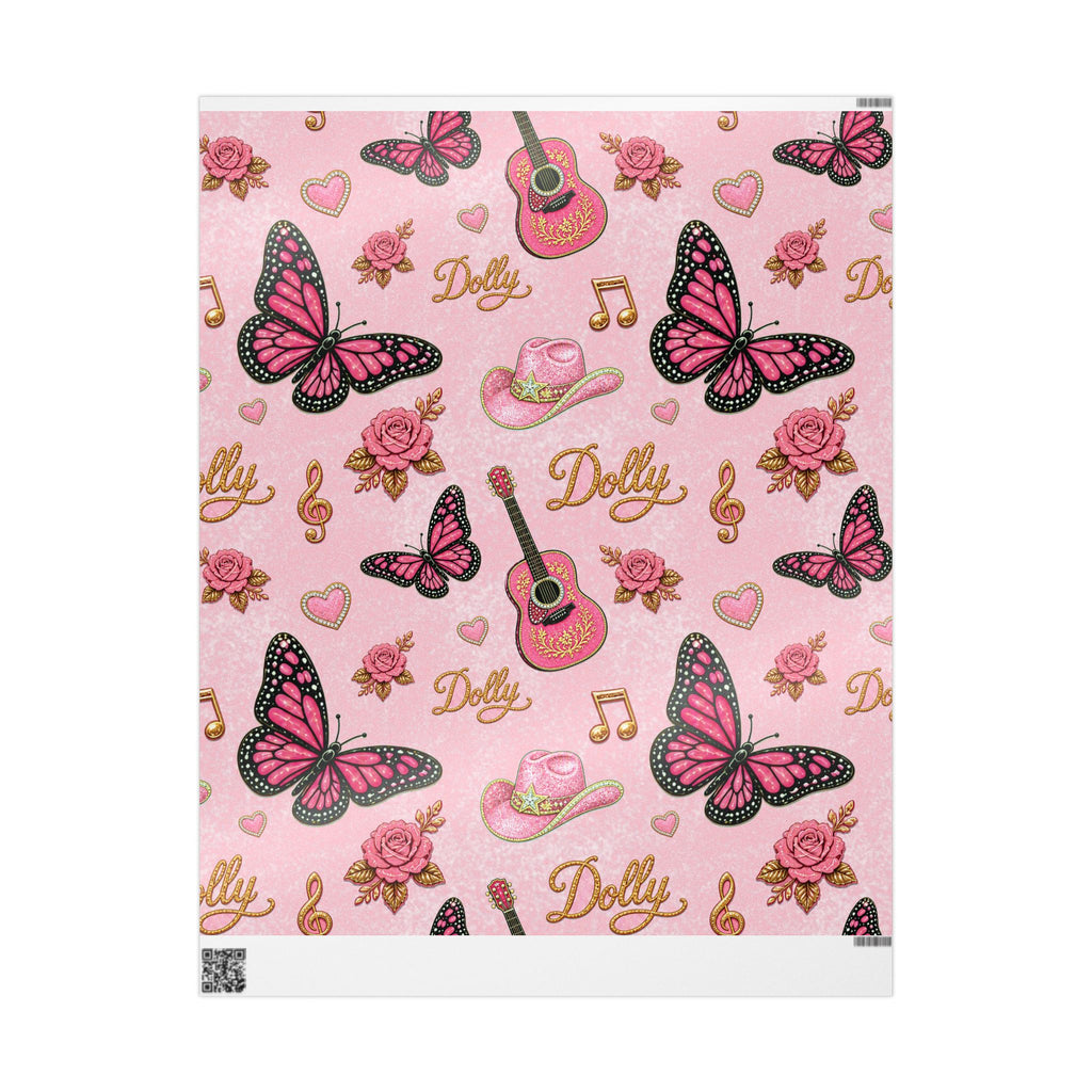 Dolly Pink Butterfly Guitar Wrapping Paper