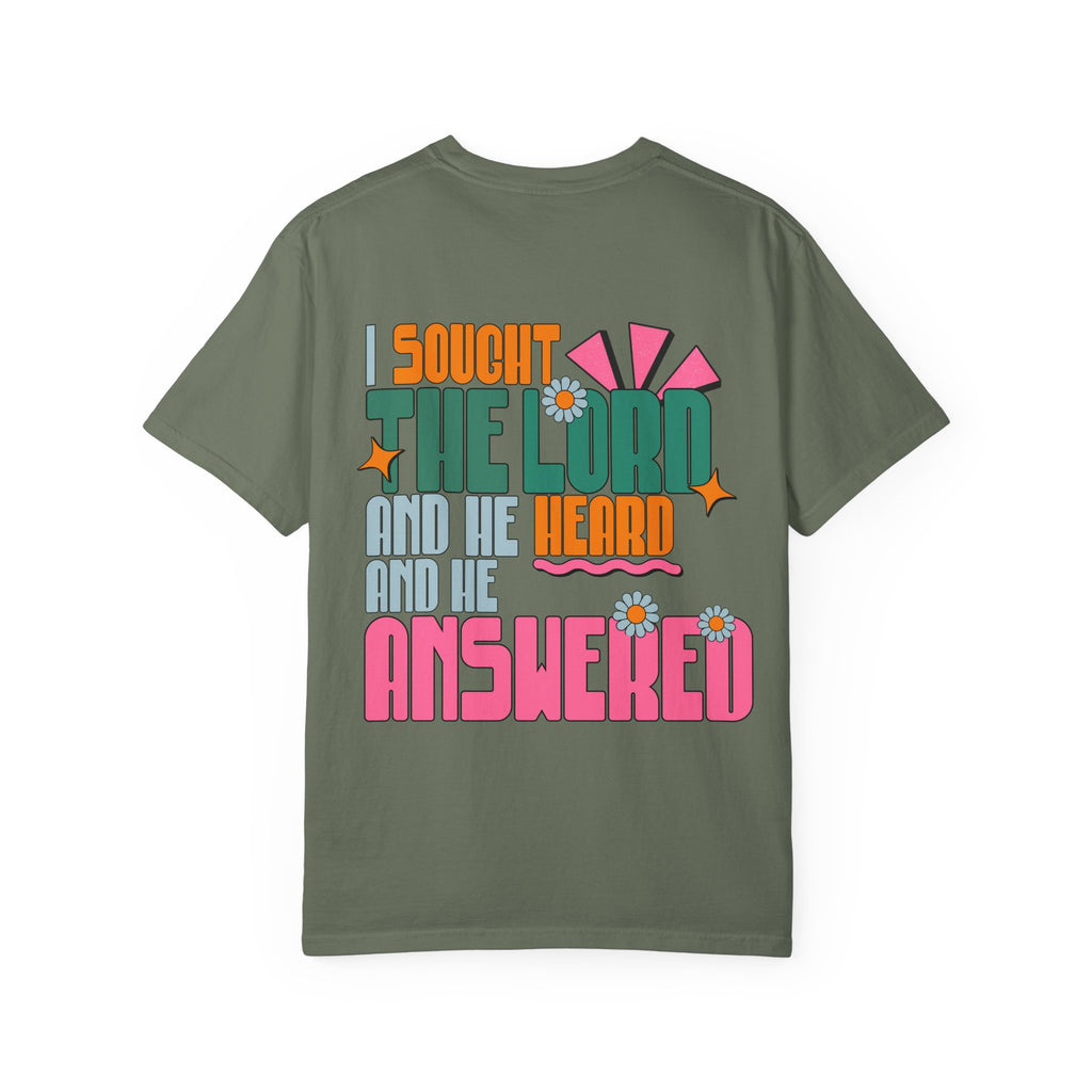 Faith Flower T‑Shirt — “I Sought The Lord And He Heard” Vintage Floral Tee