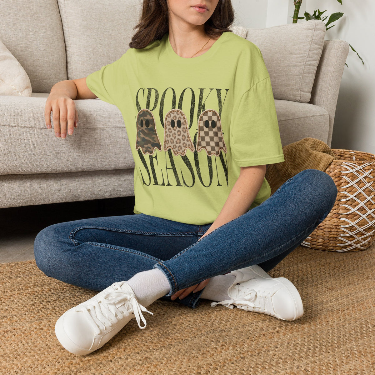 Spooky Season Tee — Leopard, Camo & Checker Ghosts Halloween T-Shirt