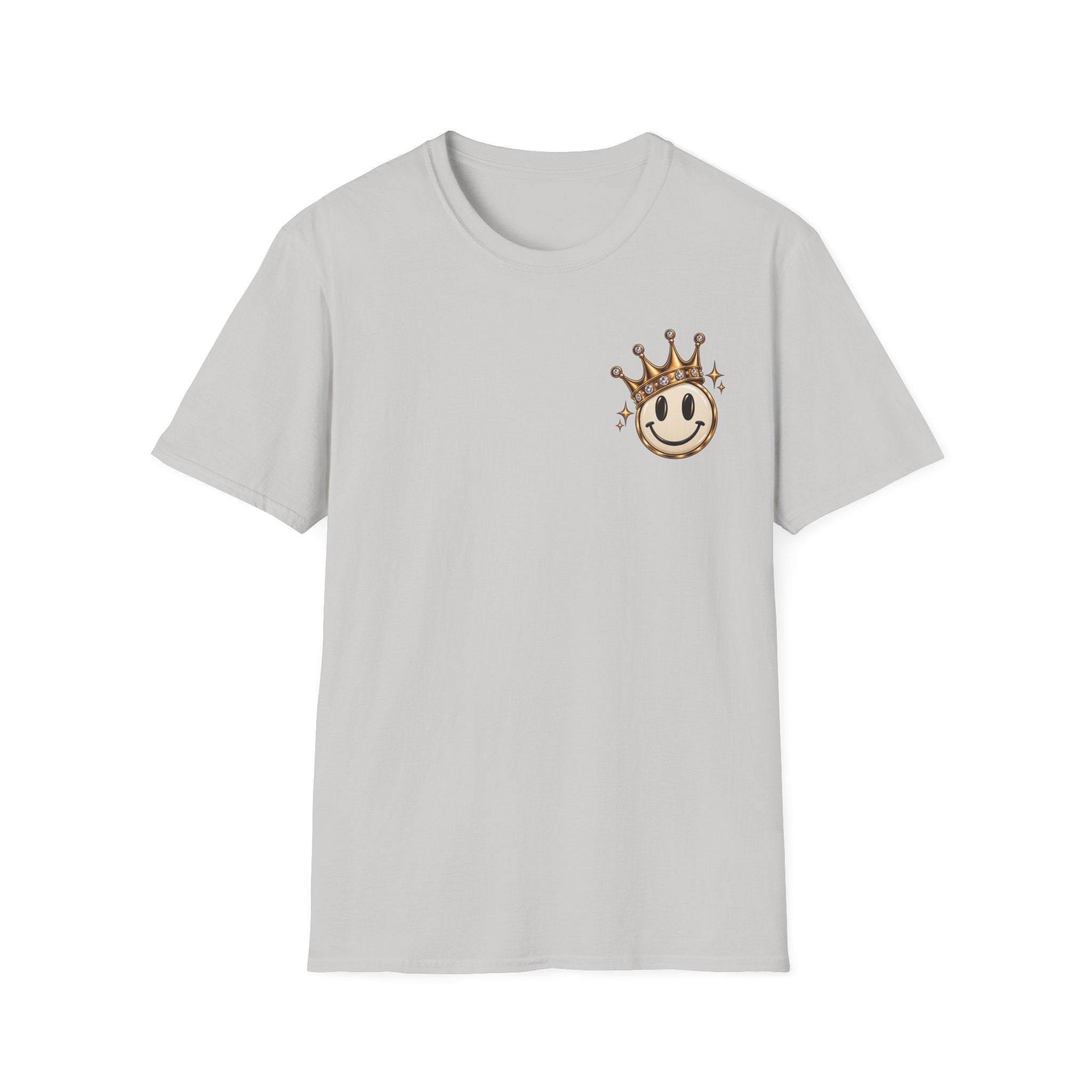 Crowned Smile Emoji T-Shirt — Cute Gold Crown Graphic Tee