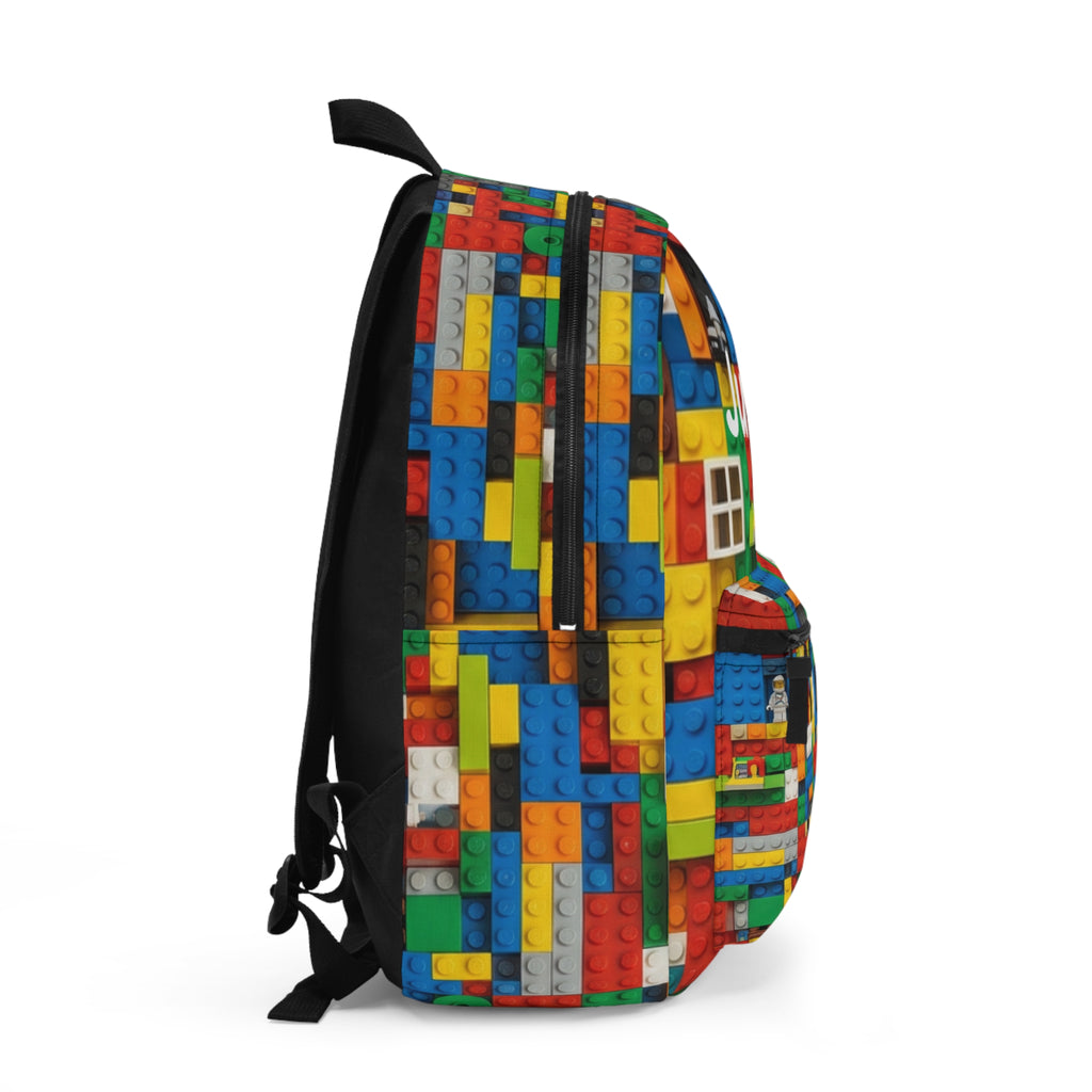 Personalized Kids Brick-Pattern Backpack – Custom Name School Bag (e.g., "Justin")