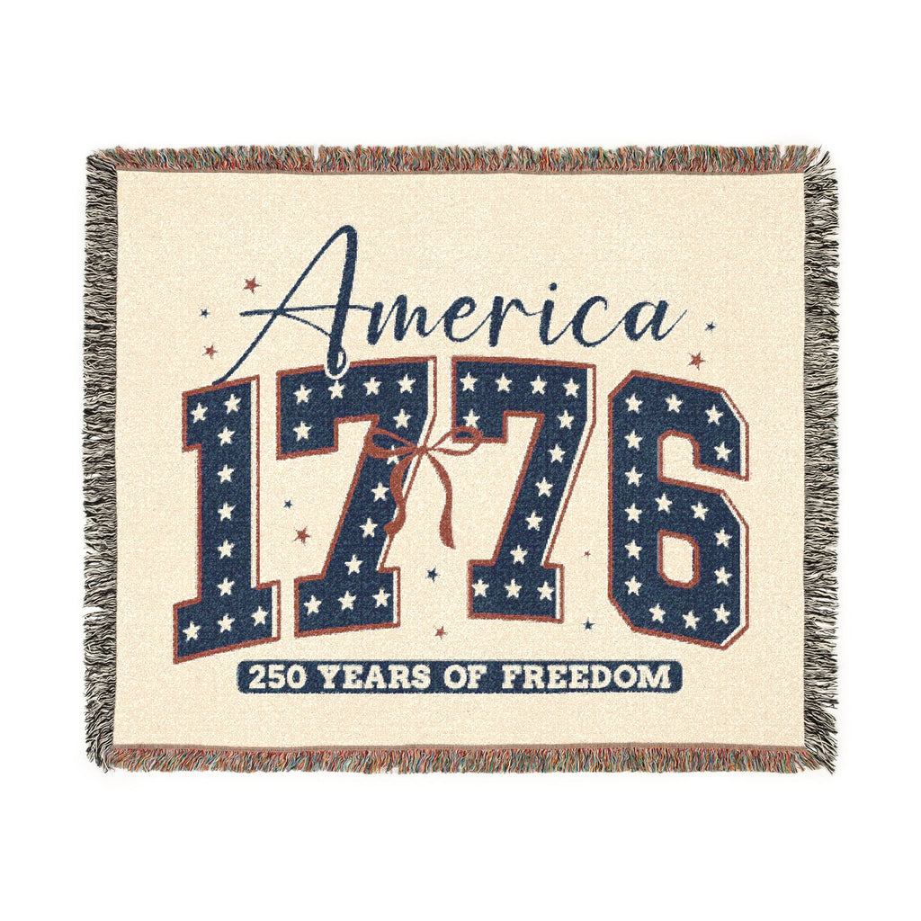 America 1776 Woven Blanket - 250 Years of Freedom Patriotic Throw