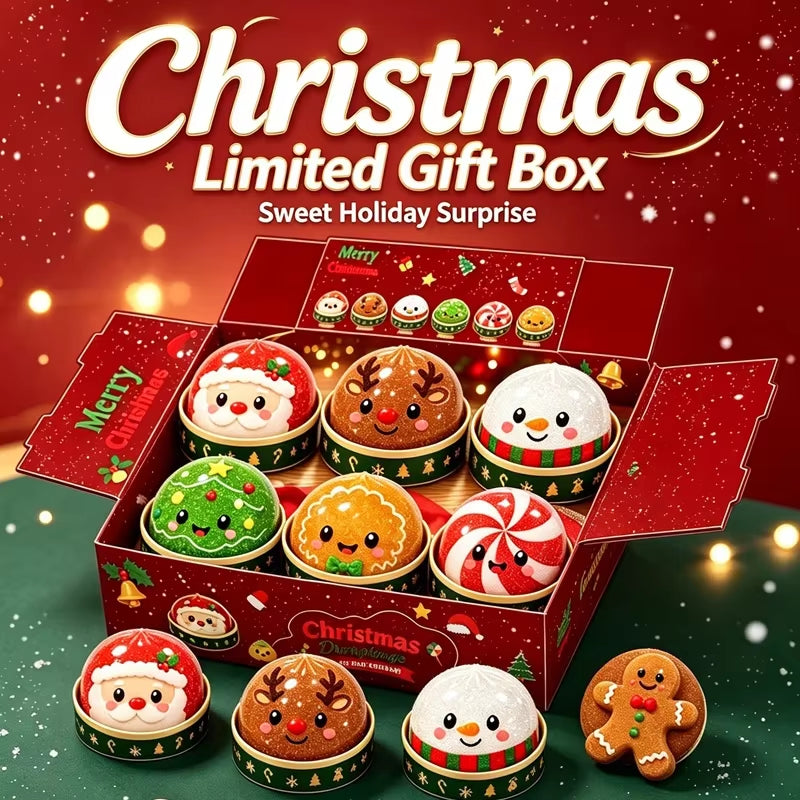 Christmas Dumplings Steamed Stuffed Bun Toy Glitter Mud Fun Decompression Toy Funny Stress Anxiety Relief Squeeze Prank Toy 1Pcs