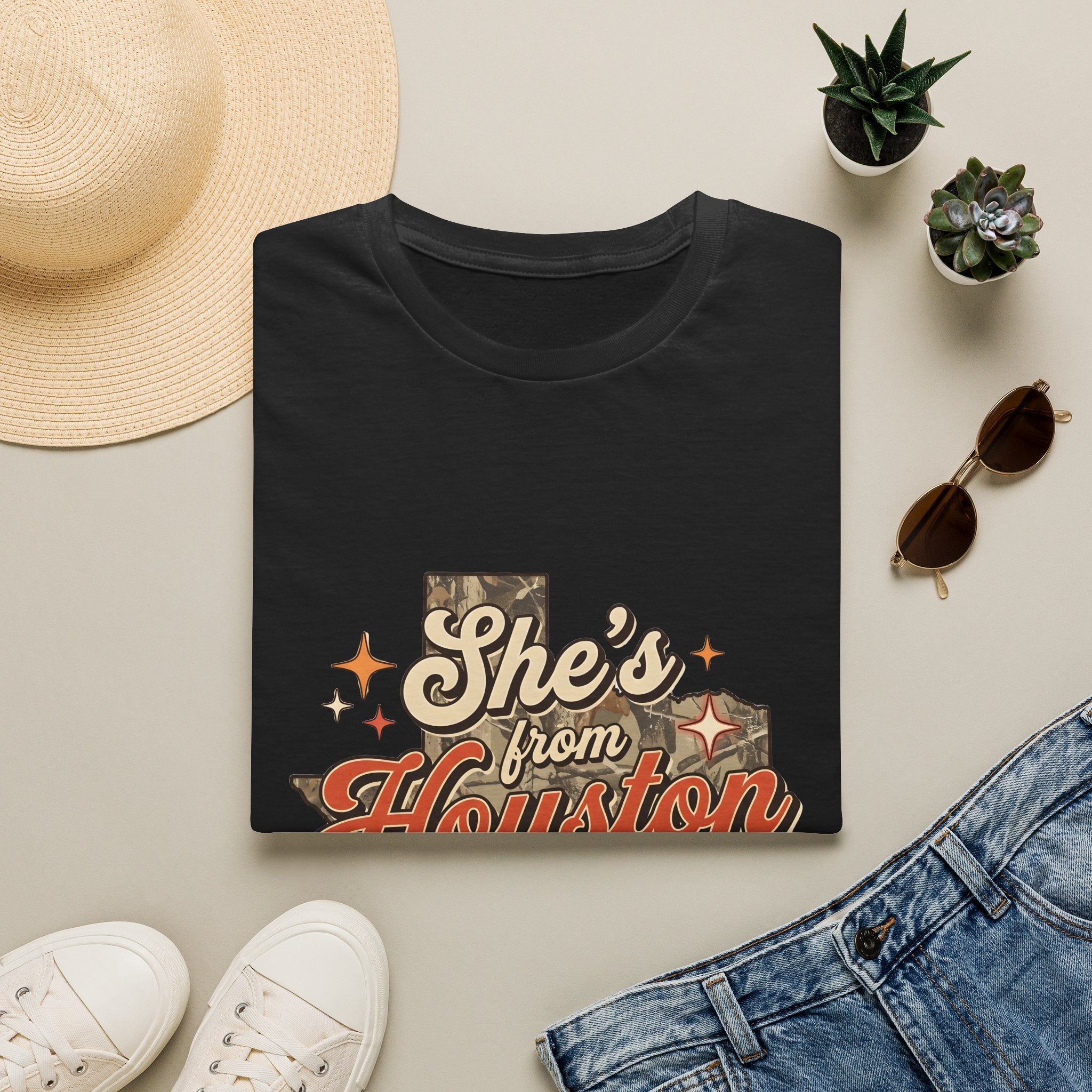 She's From Houston T-Shirt — Retro Texas Pride Graphic Tee