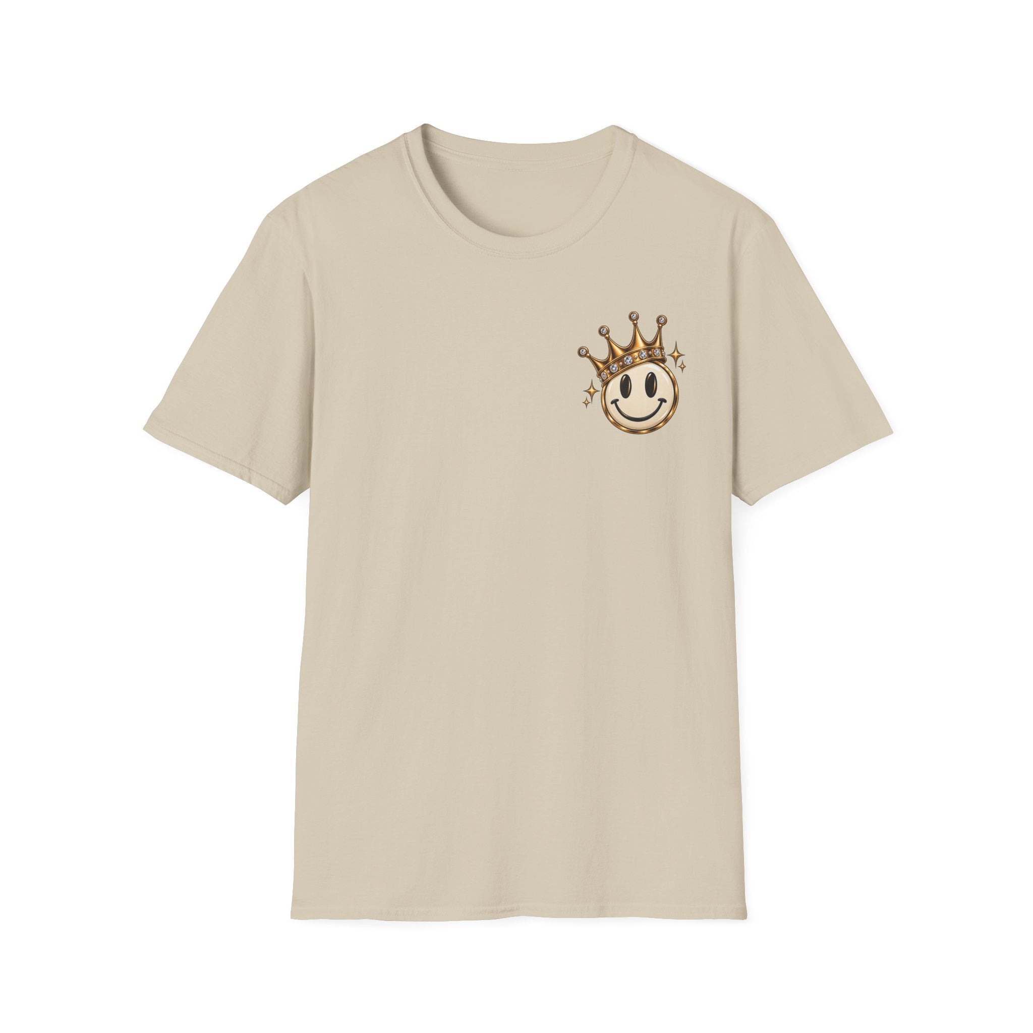 Crowned Smile Emoji T-Shirt — Cute Gold Crown Graphic Tee