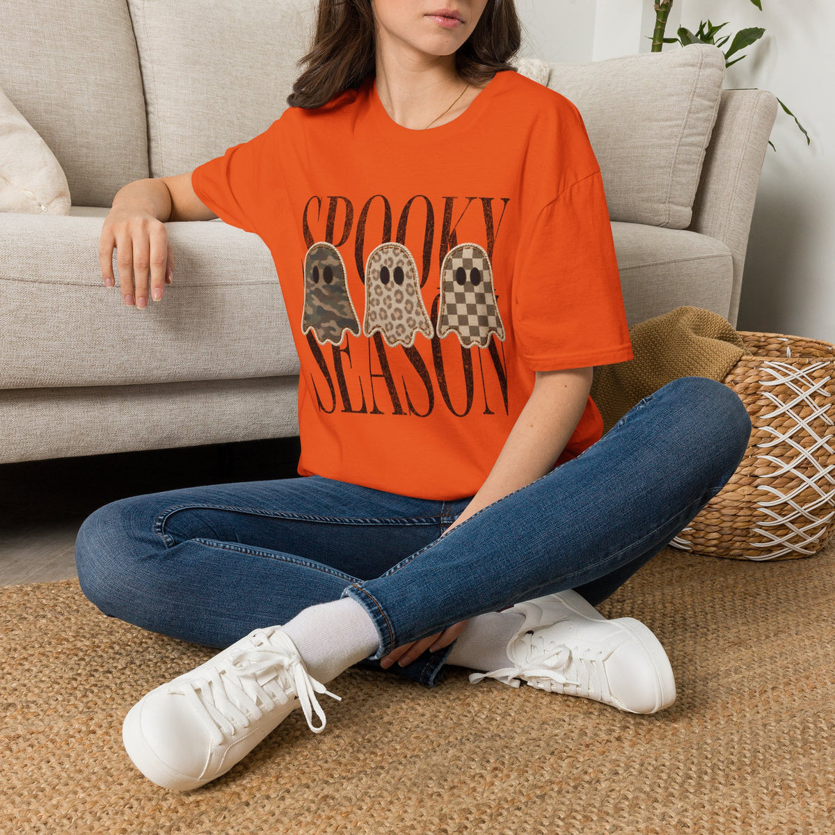 Spooky Season Tee — Leopard, Camo & Checker Ghosts Halloween T-Shirt