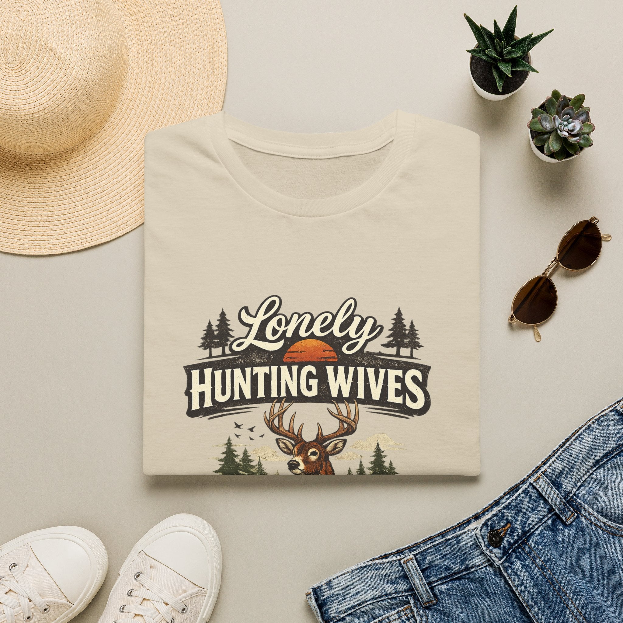 Lonely Hunting Wives T-Shirt — Funny Hunting Wife Graphic Tee