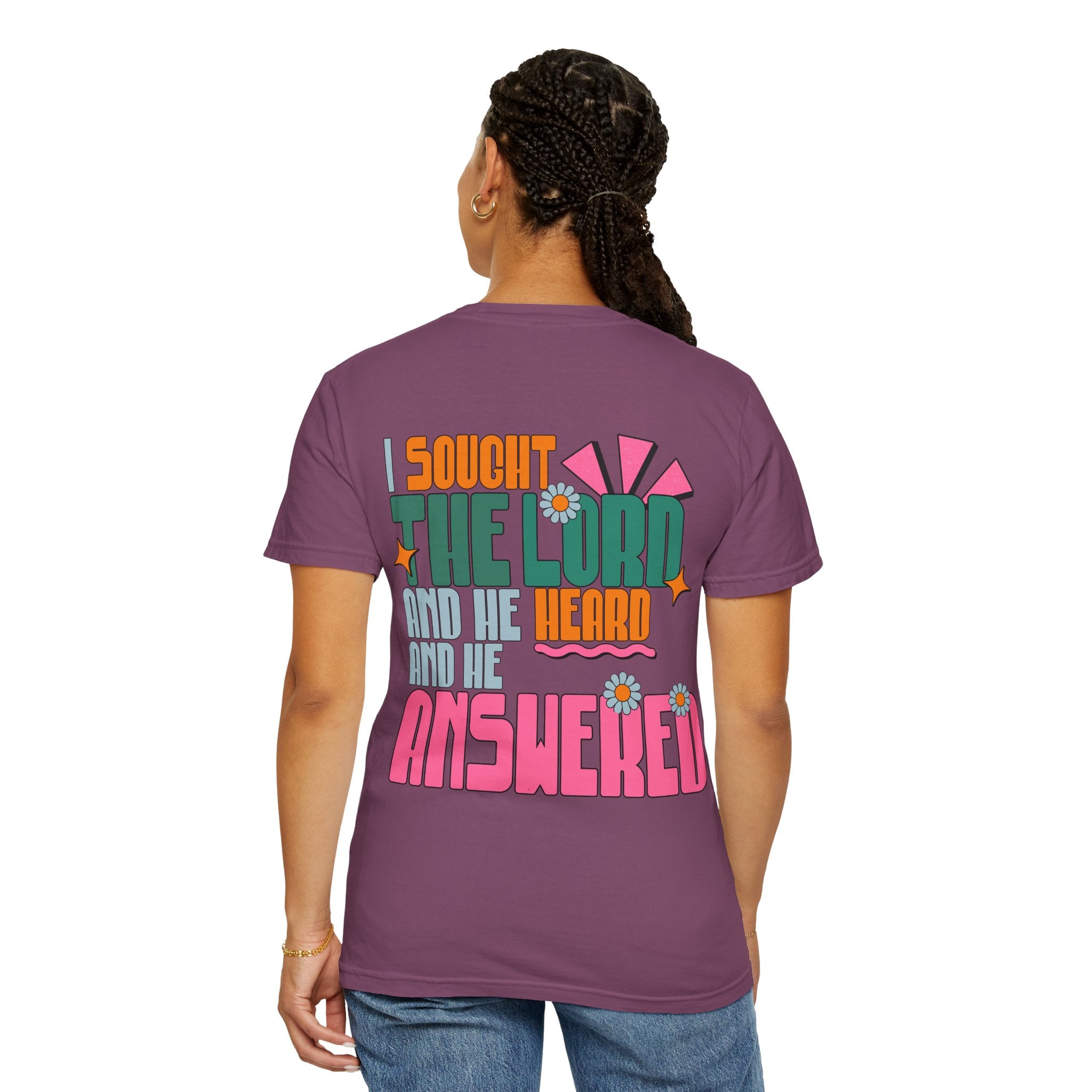 Faith Flower T‑Shirt — “I Sought The Lord And He Heard” Vintage Floral Tee